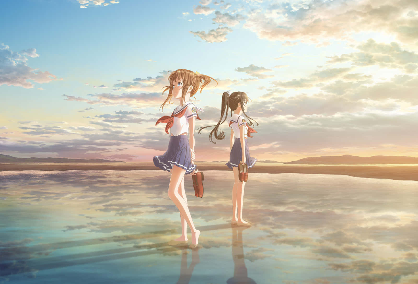 High School Fleet, sailor uniforms, shallow water, HD Desktop Wallpaper