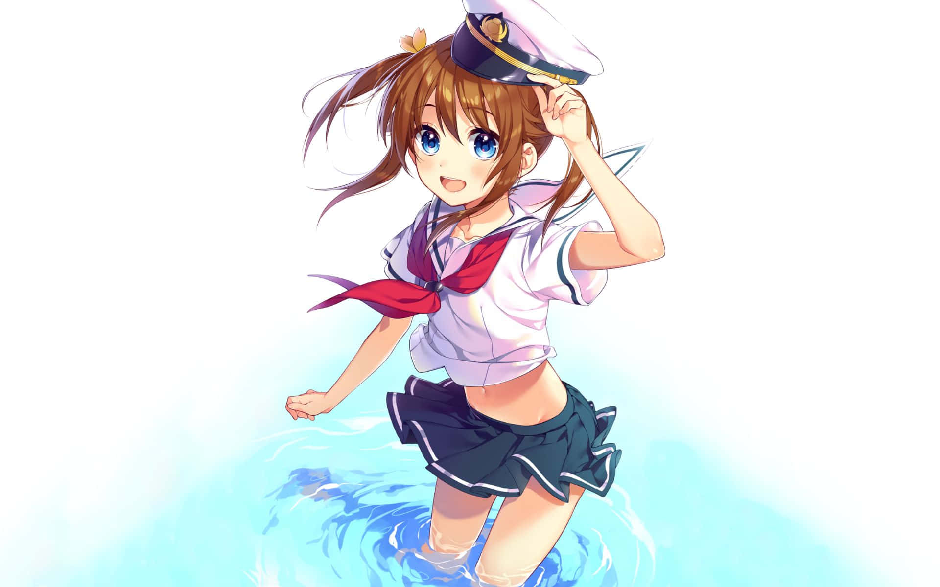 High School Fleet, sailor uniform, shallow water, Full HD Desktop Wallpaper