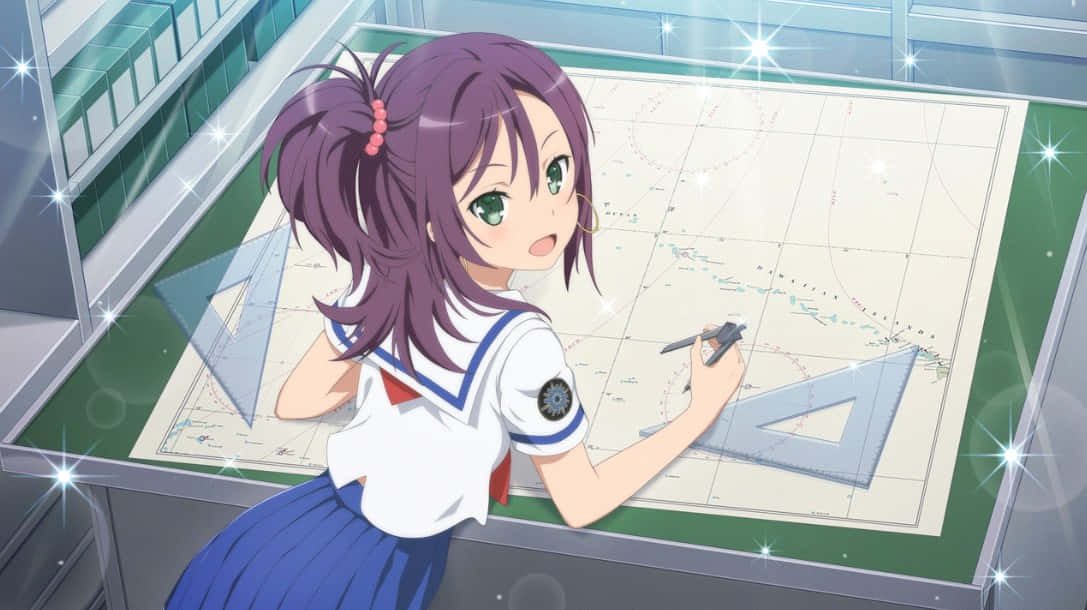 High School Fleet, purple hair, school uniform, SD Desktop Wallpaper