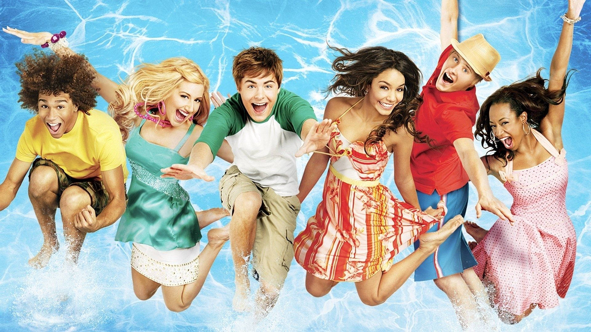 High School Musical, summer, sparkling blue pool, Full HD Desktop Wallpaper
