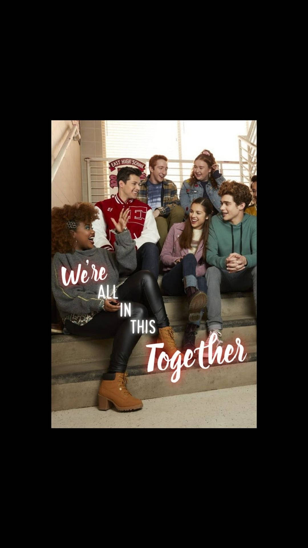 High School Musical, teenagers, concrete school stairs, Full HD Phone Wallpaper