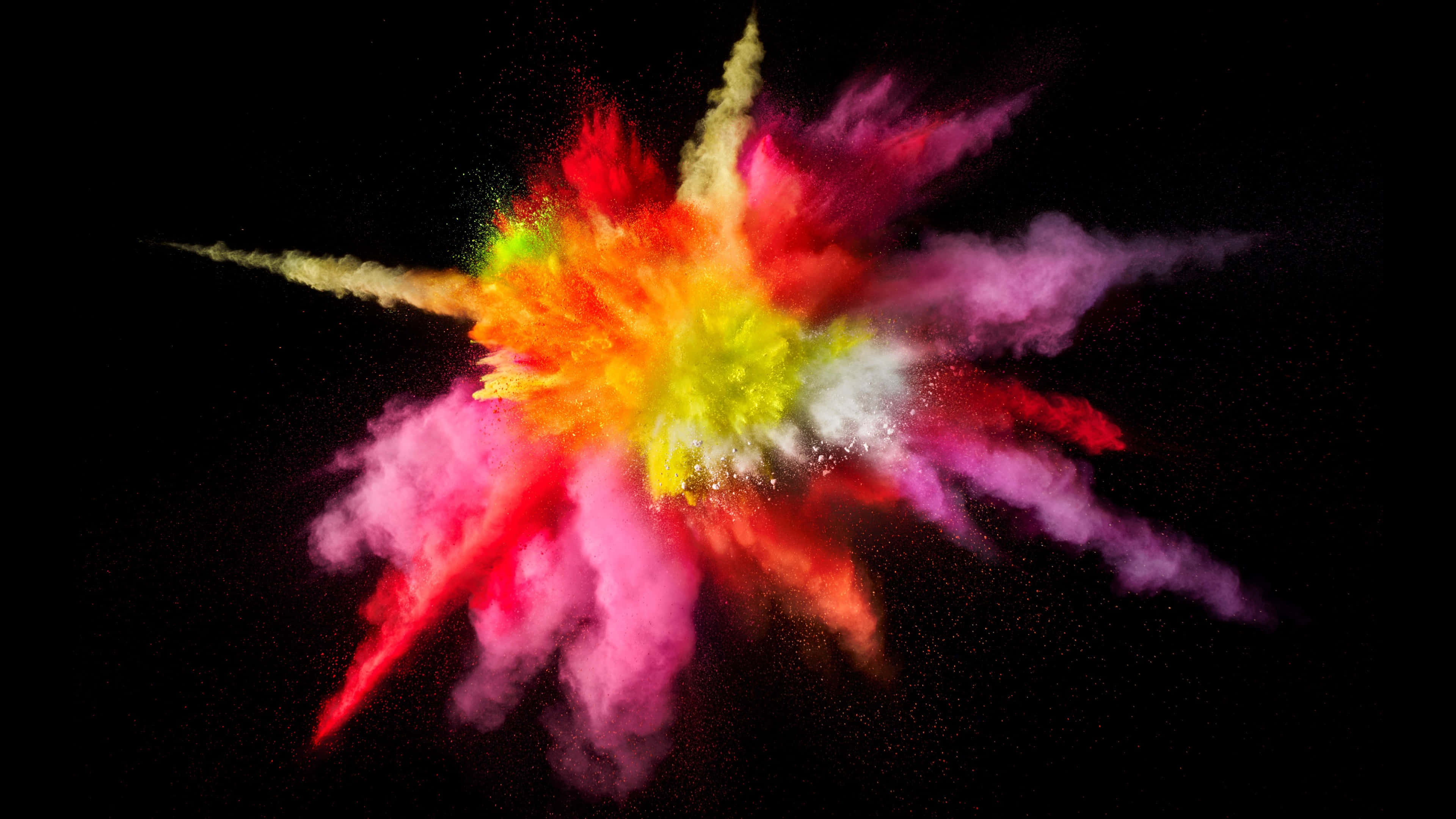 High Sierra Mountains, multicolored powders, stark black background, 4K Desktop Wallpaper