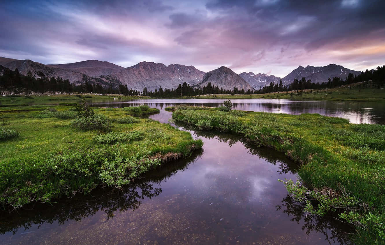 High Sierra, mountain lake, dusk, HD Desktop Wallpaper