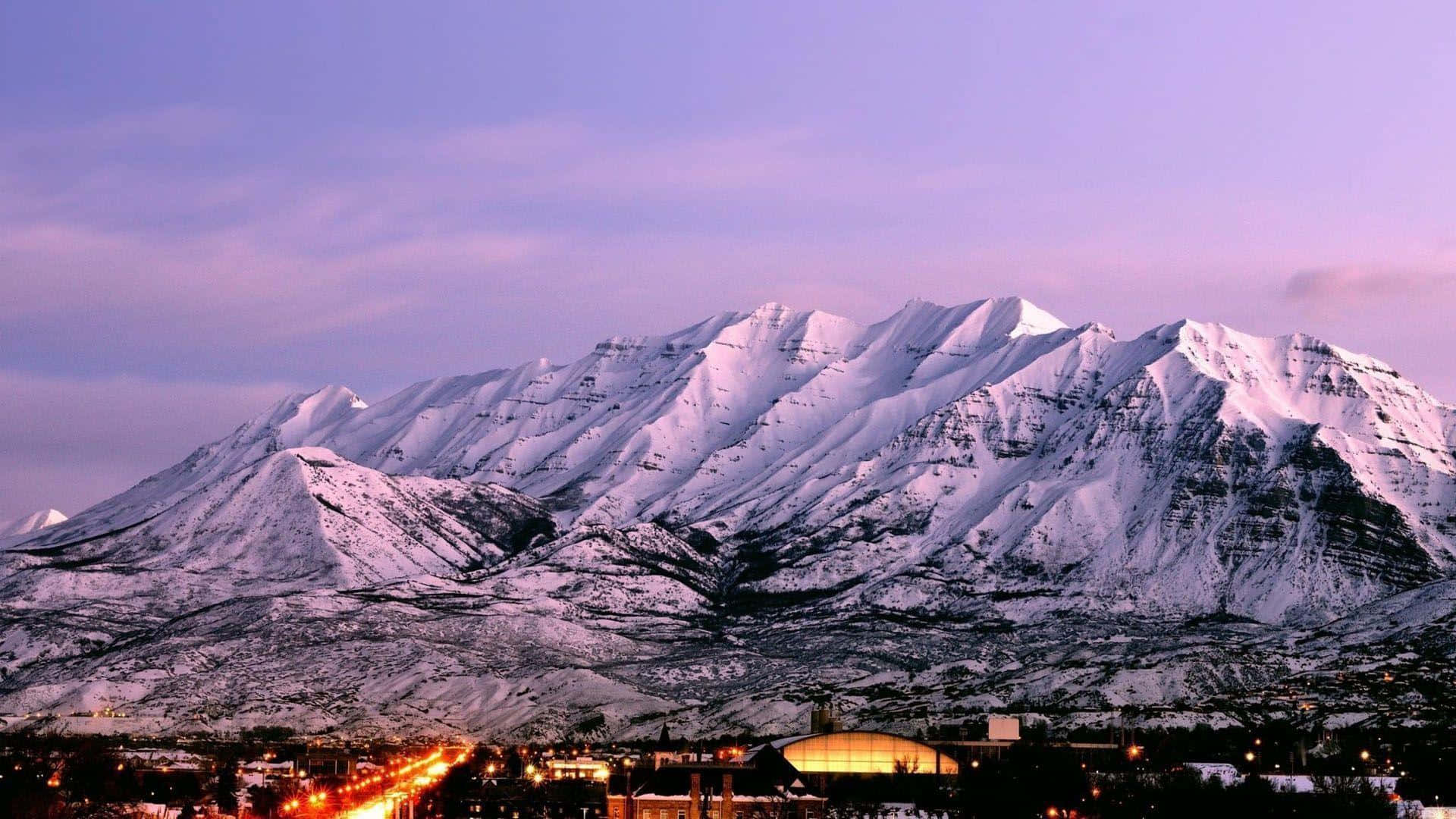 High Sierra, purple twilight sky, snowcapped mountains, Full HD Desktop Wallpaper