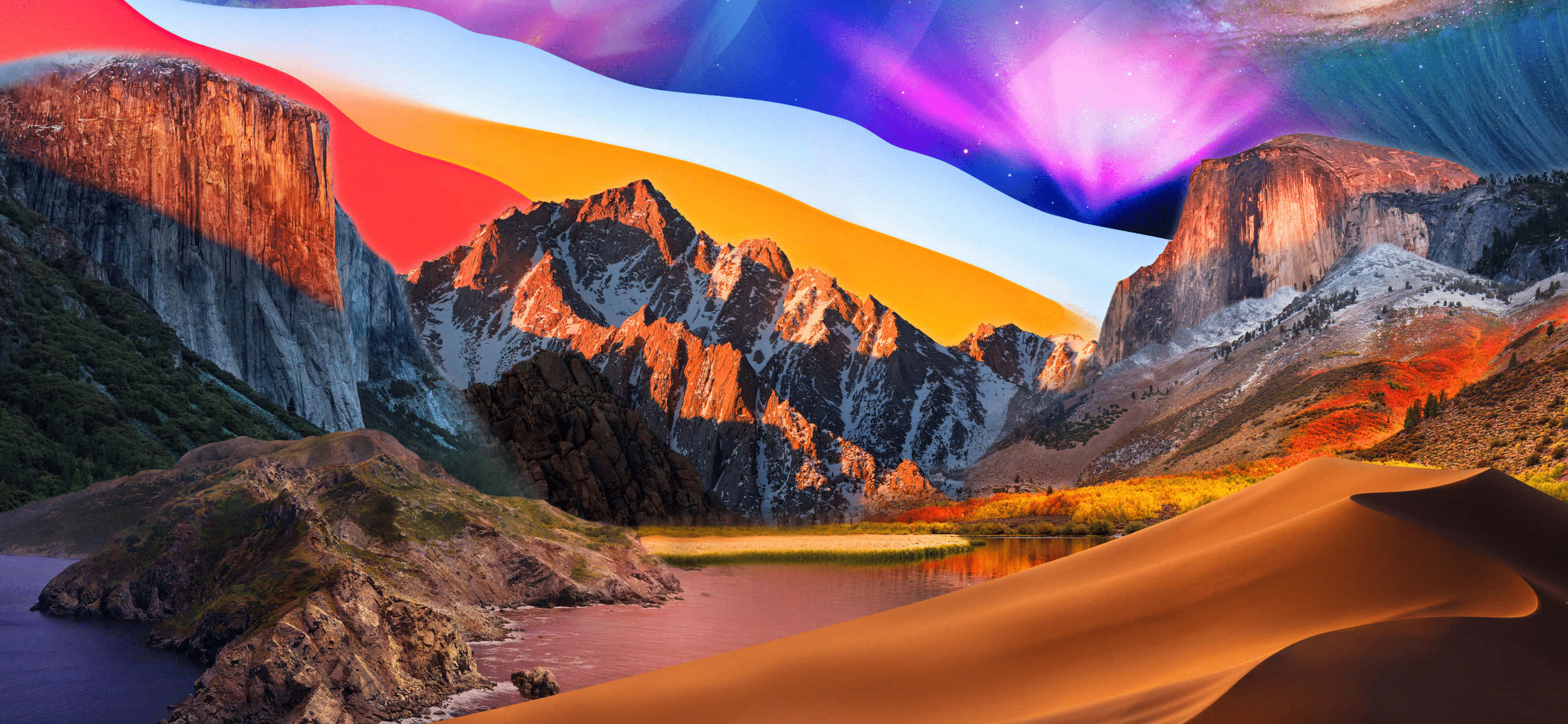 High Sierra, mountain valley, desert dunes, 2K Desktop Wallpaper