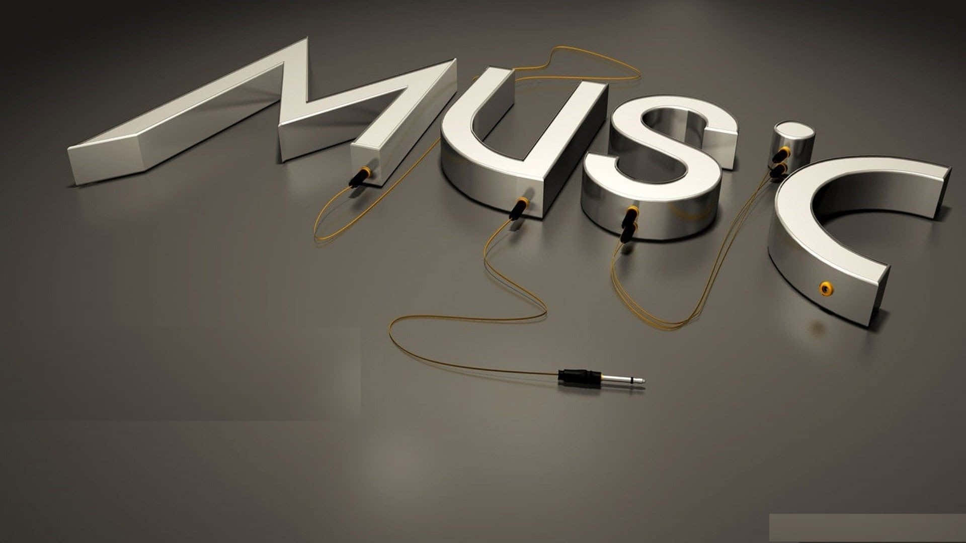 MUSIC, golden wires, headphone jack, Full HD Desktop Wallpaper