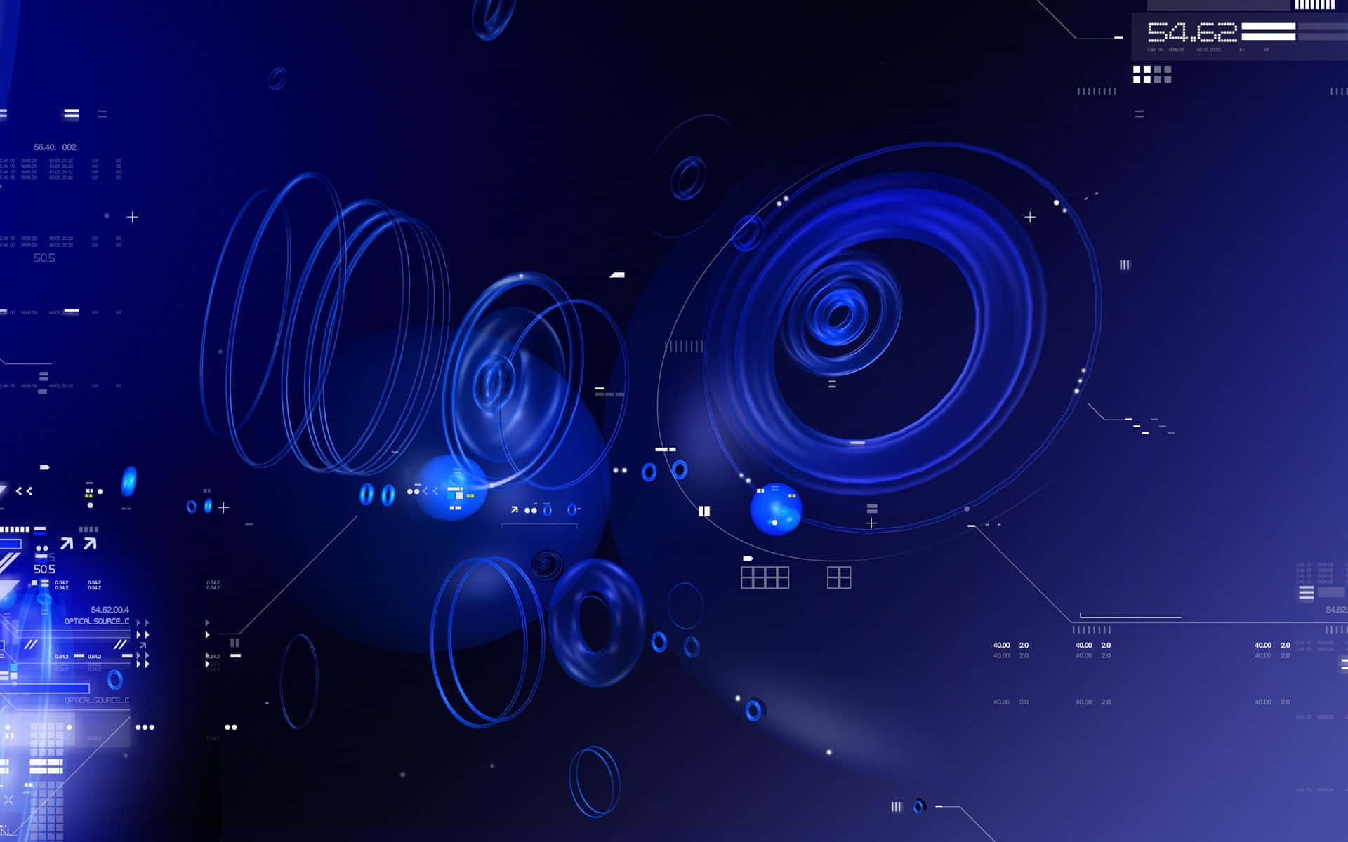 futuristic blue abstract technology, glowing blue concentric circles, data readouts, Full HD Desktop Wallpaper
