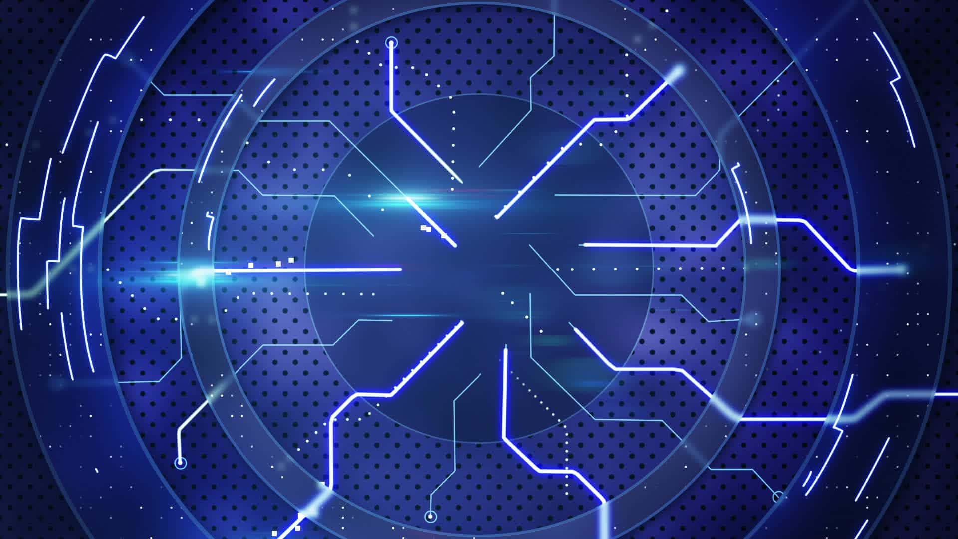 futuristic blue circuit board, glowing circuit lines, concentric circles, Full HD Desktop Wallpaper