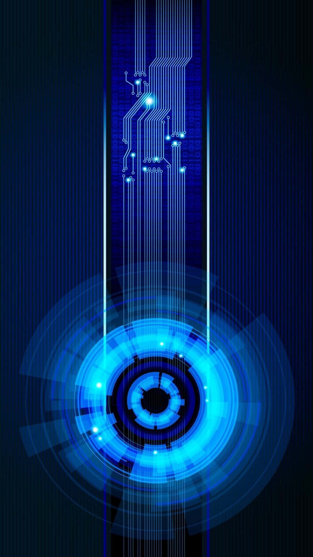 glowing blue circuit board, digital interface, futuristic circular HUD element, Full HD Phone Wallpaper