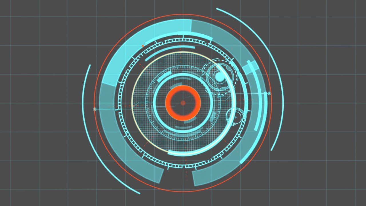 futuristic H U D interface, glowing cyan, orange concentric rings, HD Desktop Wallpaper