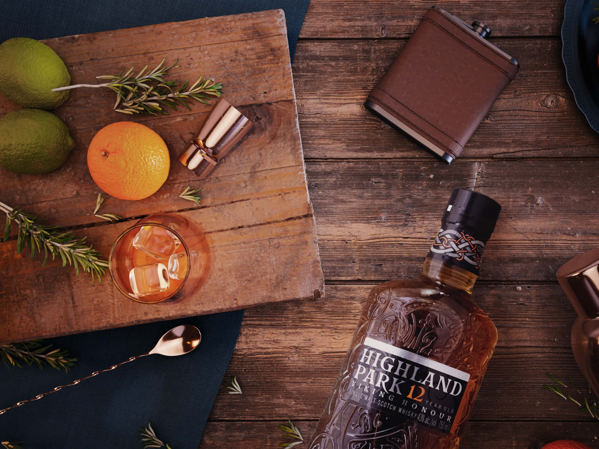 Highland Park 12, rustic wooden table, amber drink, Full HD Desktop Wallpaper