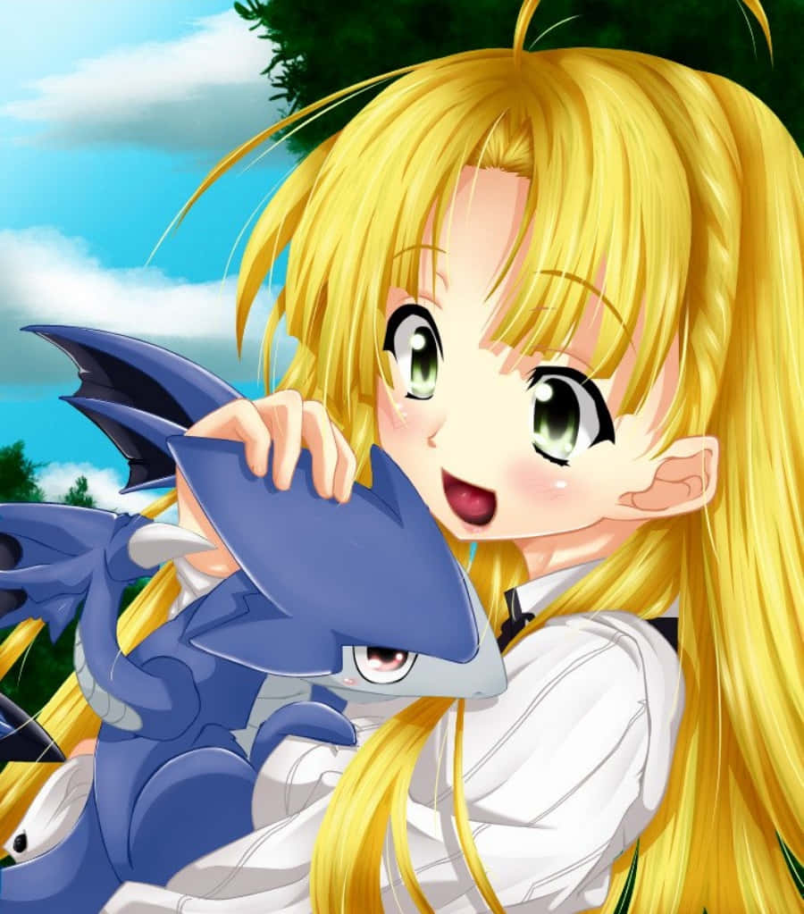 Asia Argento, Highschool Dxd, blue dragon-like creature, SD Phone Wallpaper