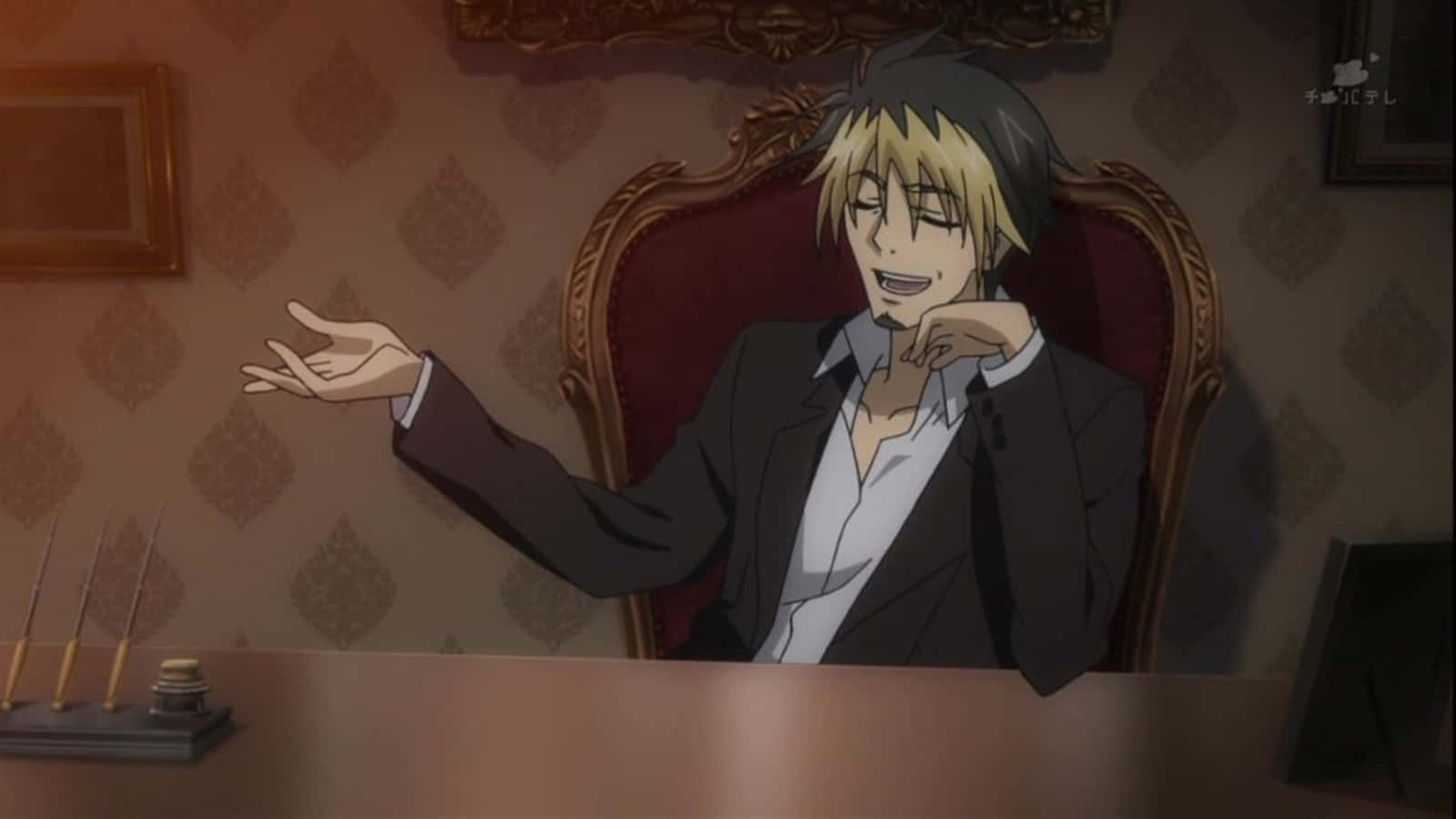 Azazel, Highschool DxD, red velvet chair, HD Desktop Wallpaper