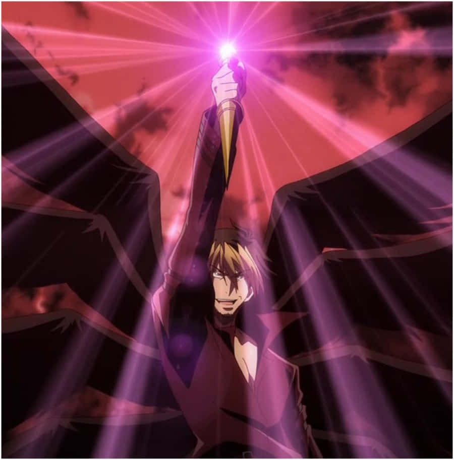 Highschool Dxd Azazel, dark wings, glowing pink sword, SD Phone Wallpaper
