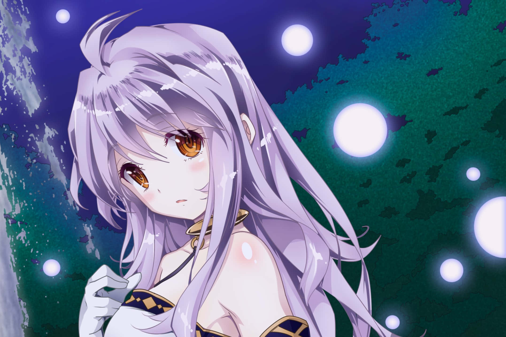 Rossweisse, lavarnder hair, amber eyes, Full HD Desktop Wallpaper