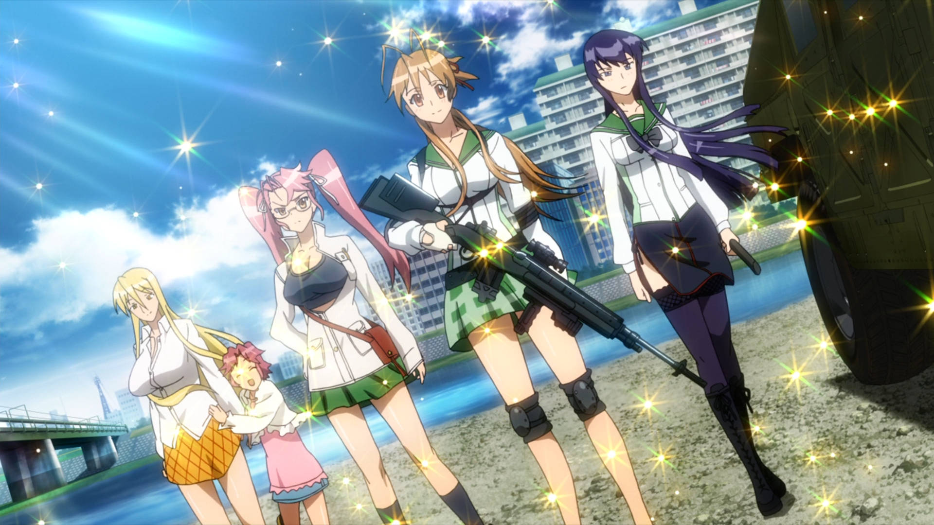 Highschool Of The Dead, survivor girls, school uniforms, Full HD Desktop Wallpaper