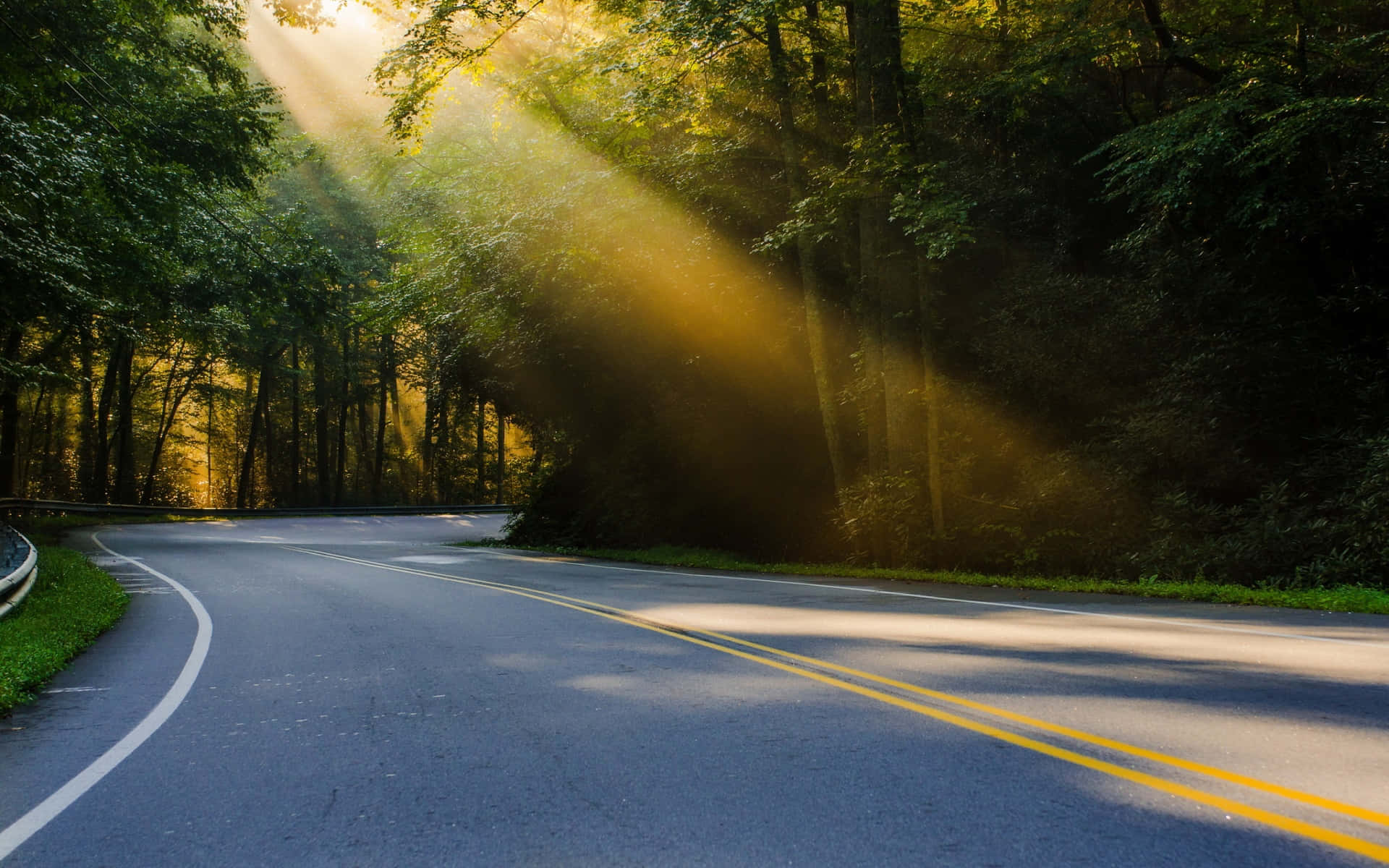 Highway, curving road, winding asphalt road, Full HD Desktop Wallpaper