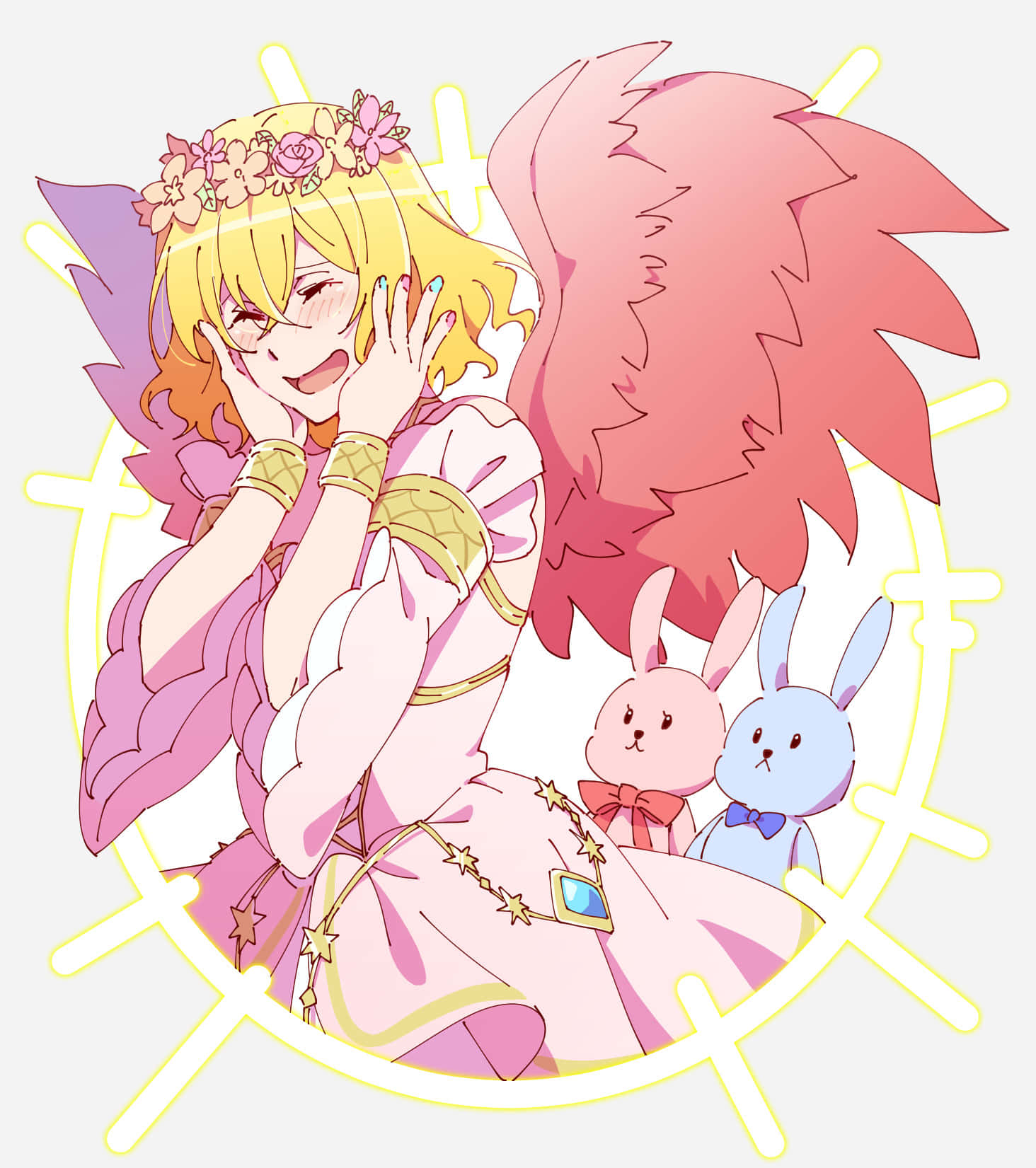 Higuchi Ichiyo, pink wings, floral crown, HD Phone Wallpaper