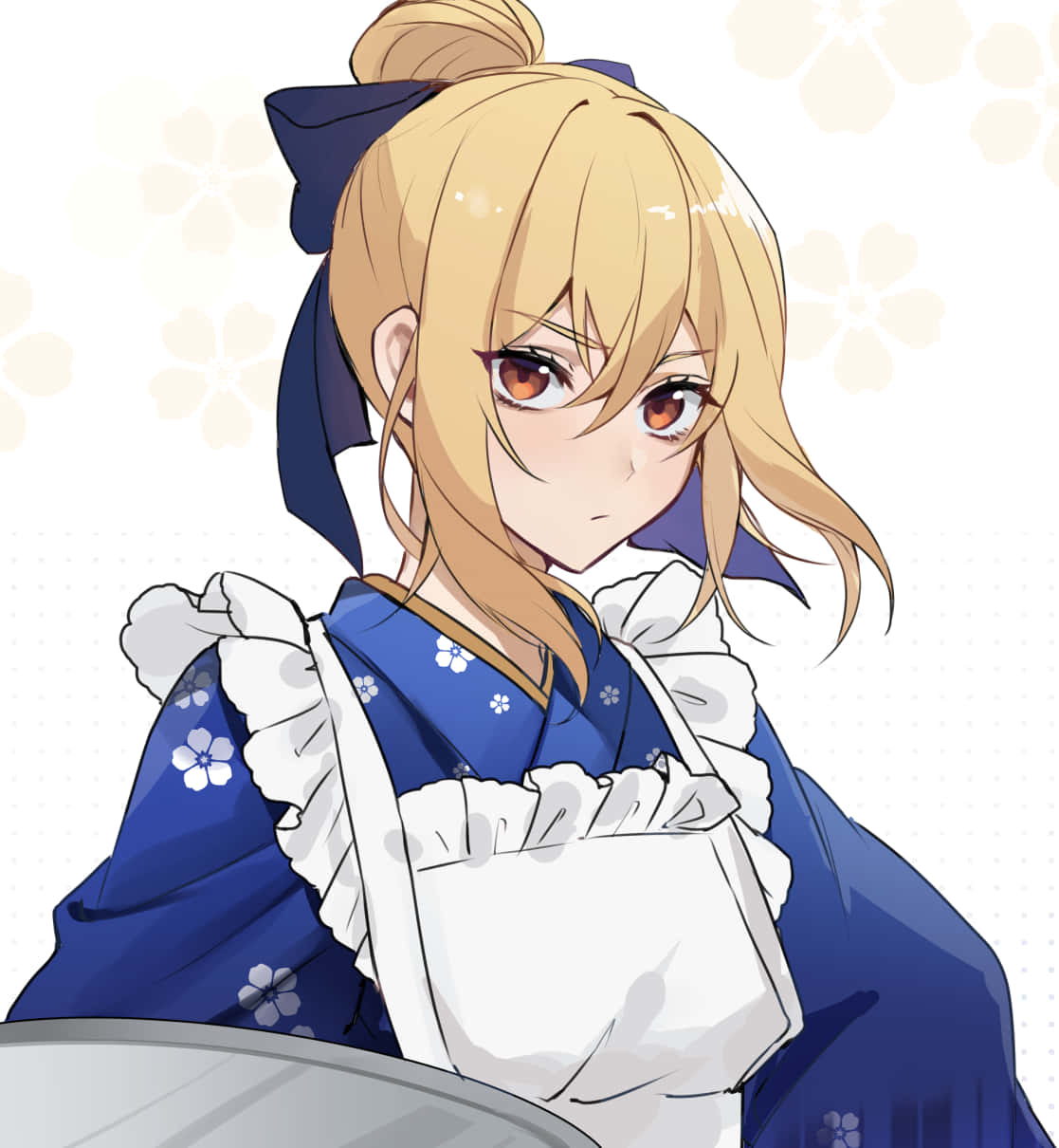 Higuchi Ichiyo, anime girl, blue floral kimono, SD Phone Wallpaper