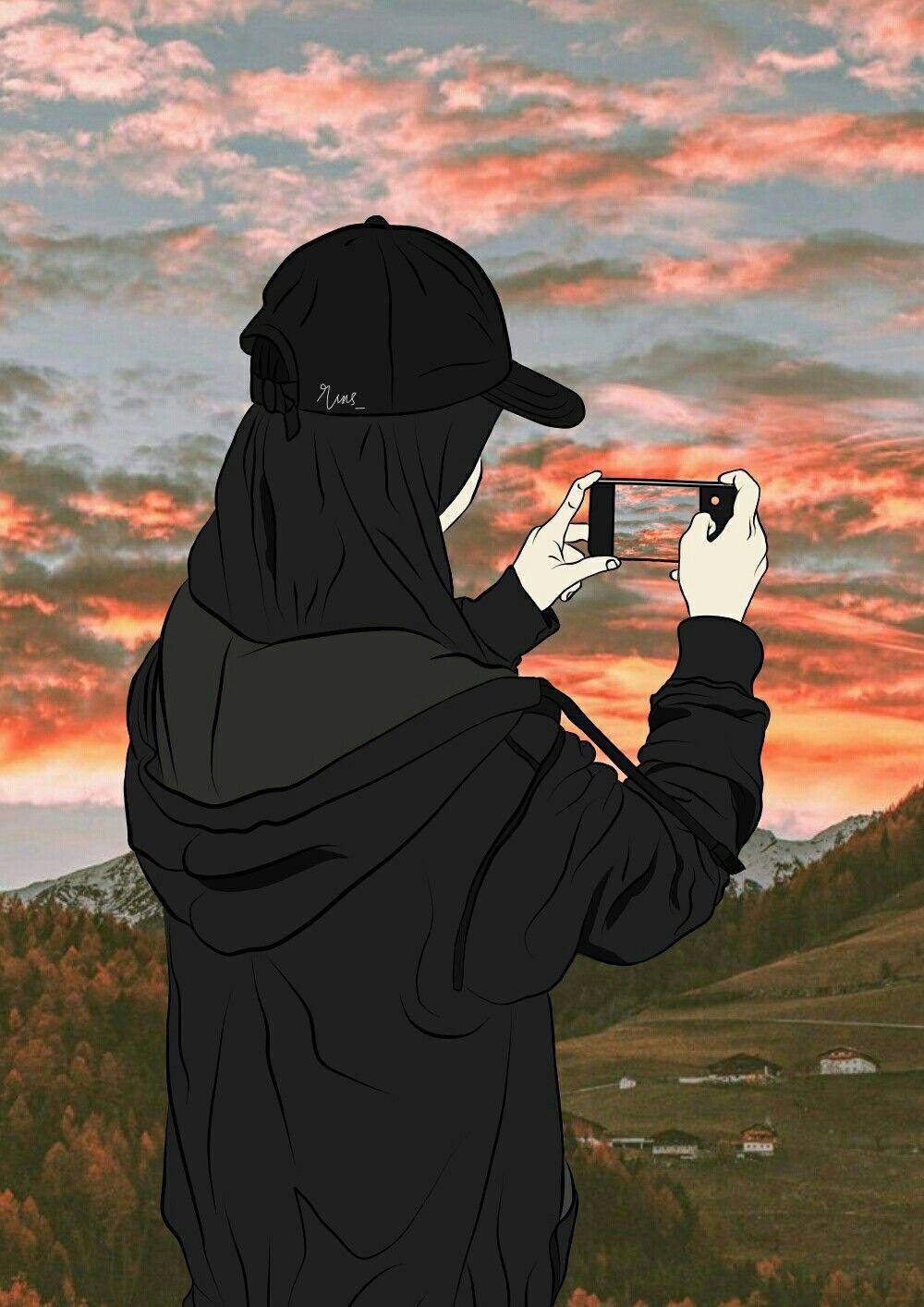 hijab girl, black hoodie, cap, HD Phone Wallpaper