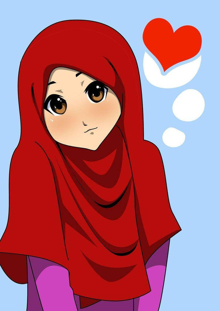 red hijab, anime girl, teary eyes, SD Phone Wallpaper