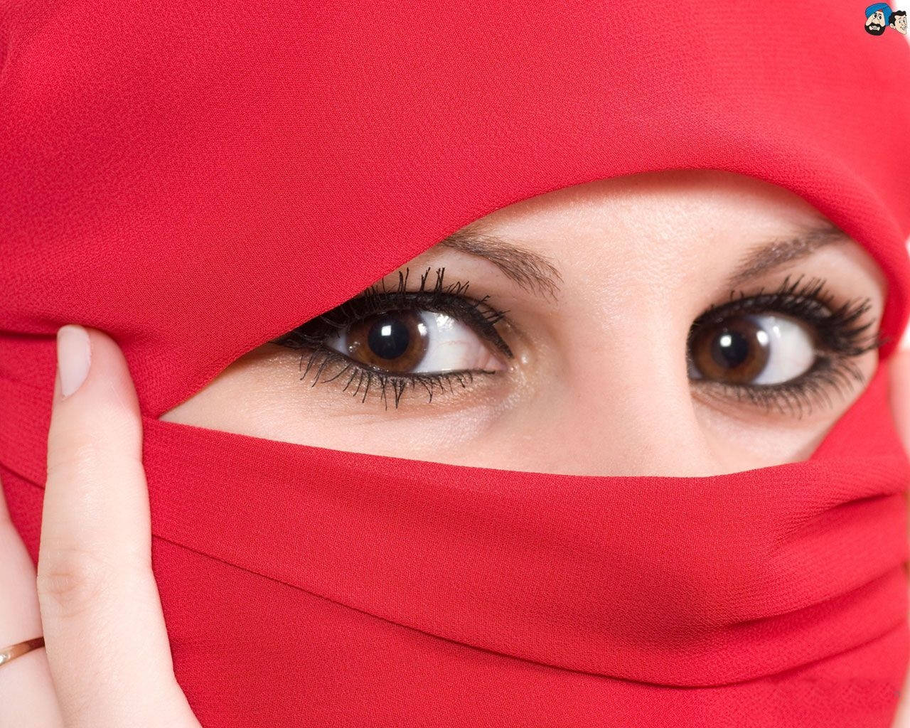 hijab girl, mysterious eyes, intense brown eyes, HD Desktop Wallpaper