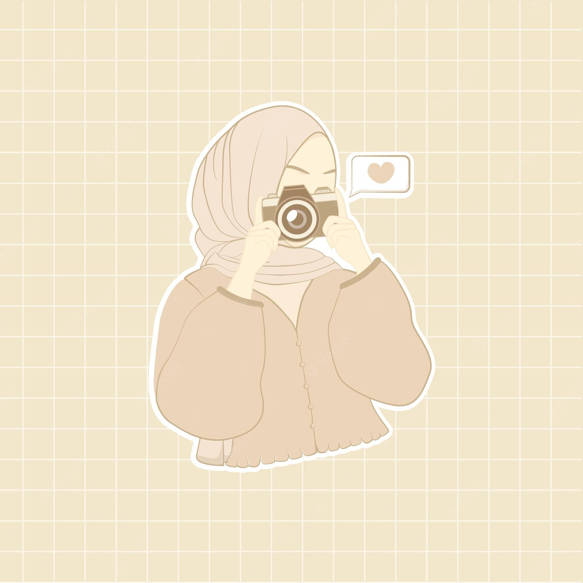 hijab, camera, heart speech bubble, Full HD Desktop Wallpaper