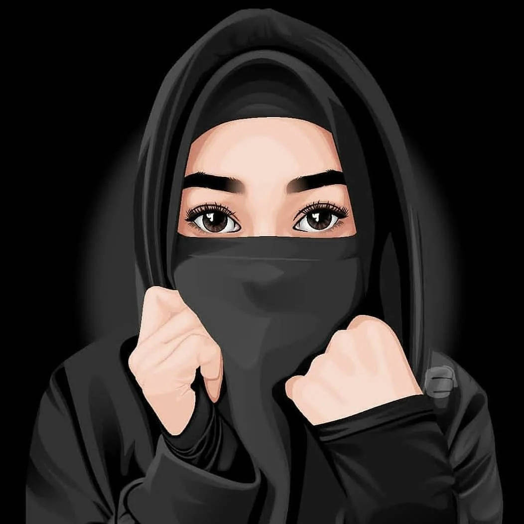 black hijab, intense eyes, clenched fists, SD Desktop Wallpaper