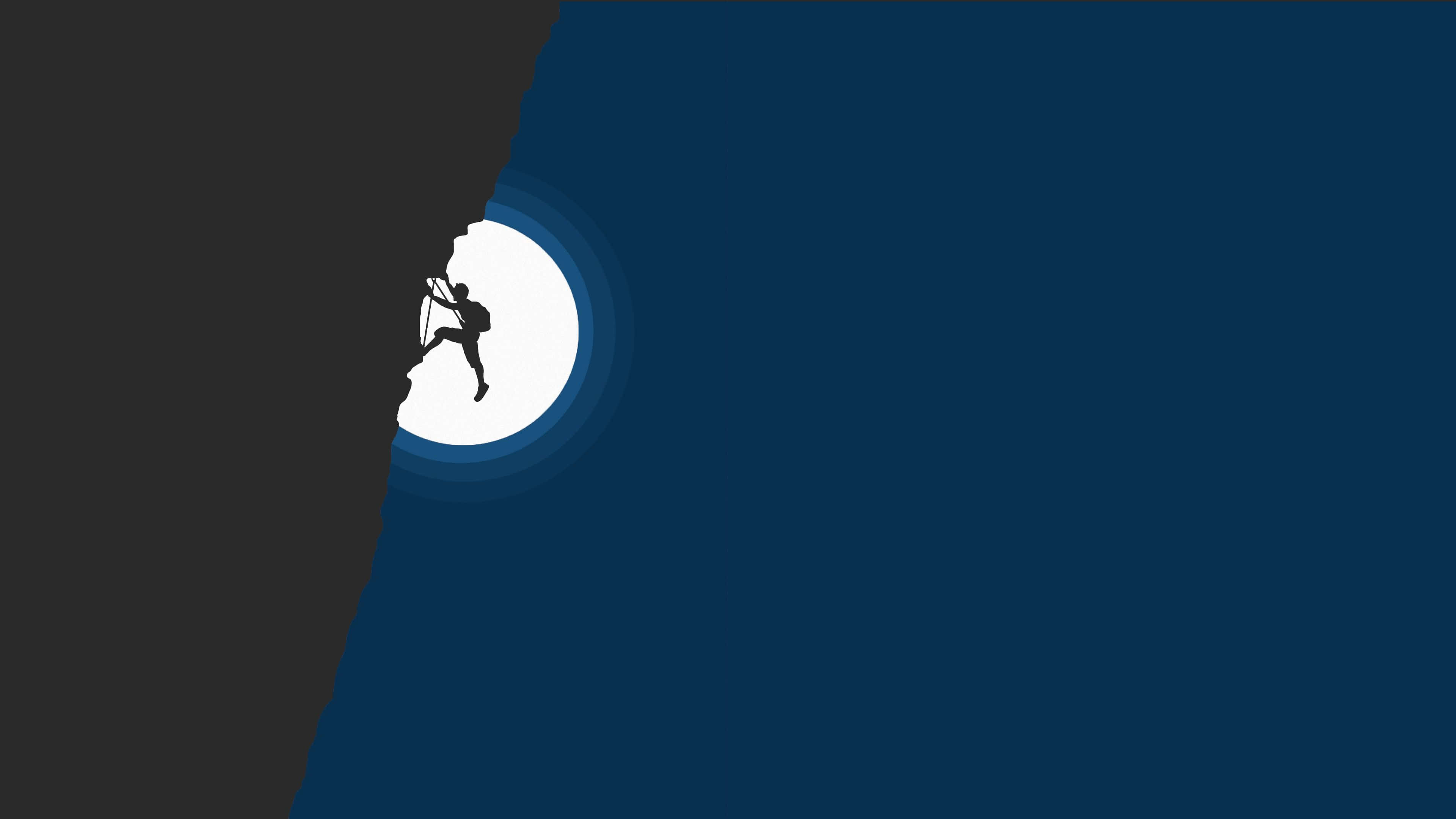 4K Minimal Man Hiking Silhouette, climber's silhouette, cliff edge, 4K Desktop Wallpaper