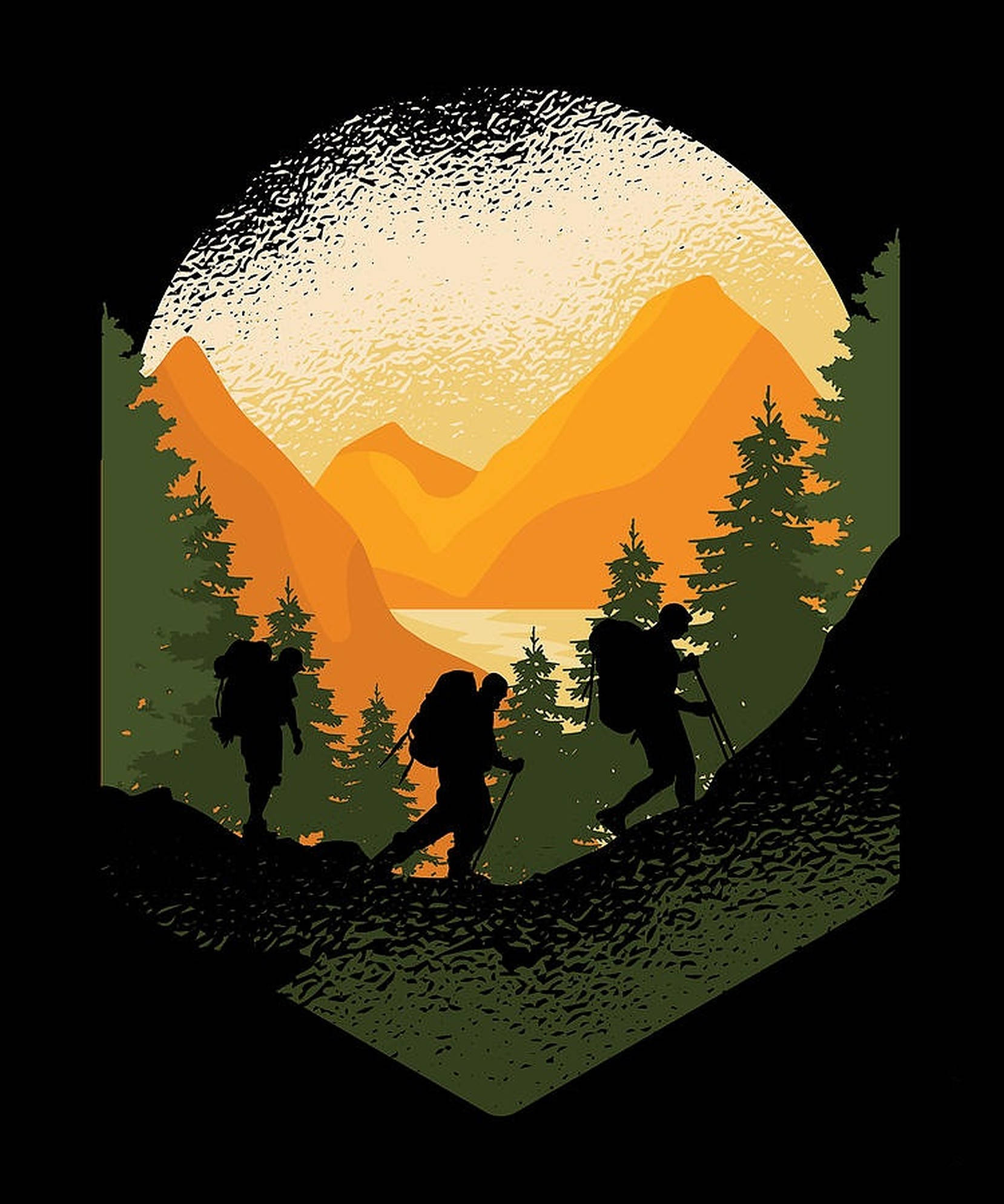 hiking, forest, mountain pass, Full HD Phone Wallpaper