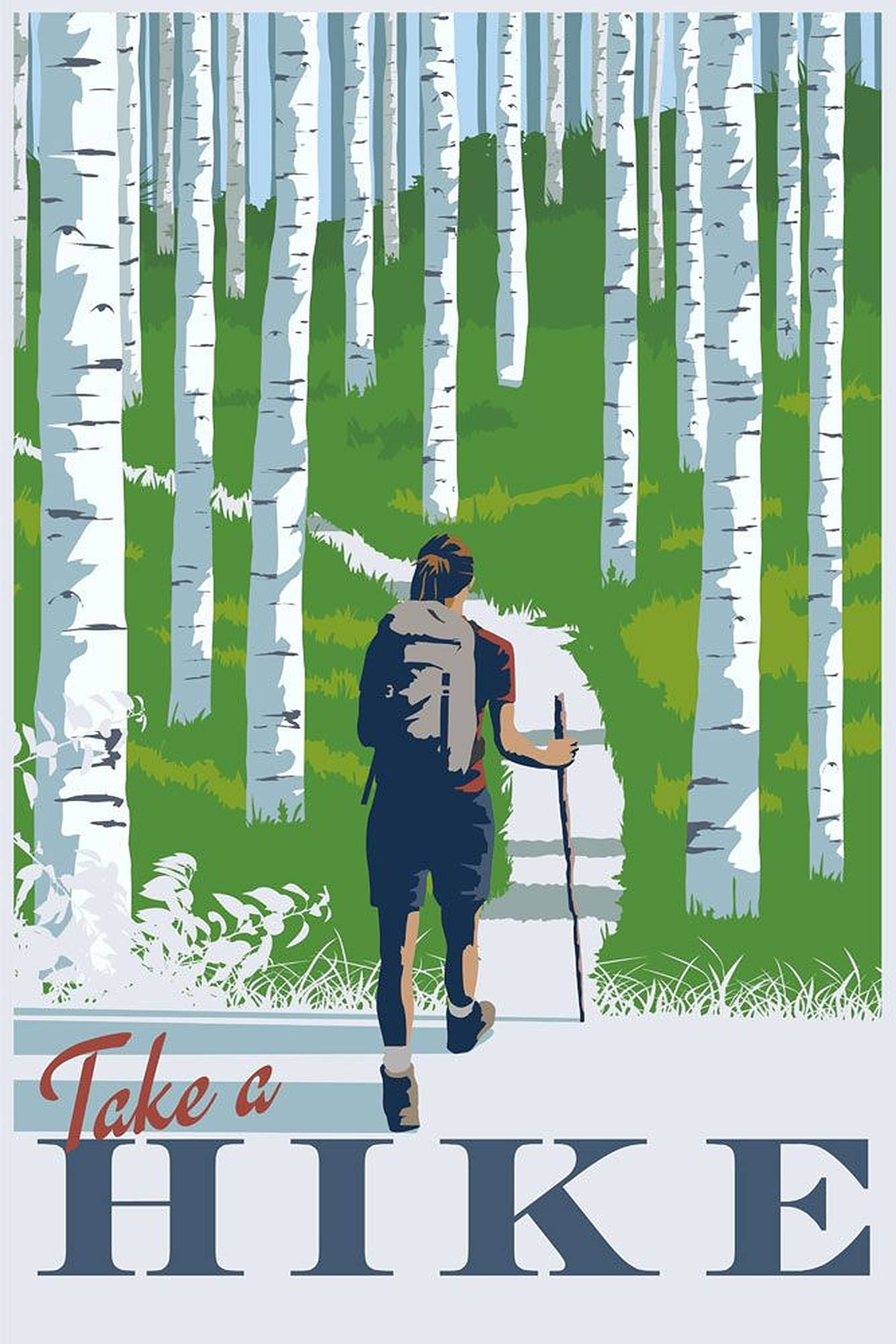 hiker, backpack, trekking pole, Full HD Phone Wallpaper