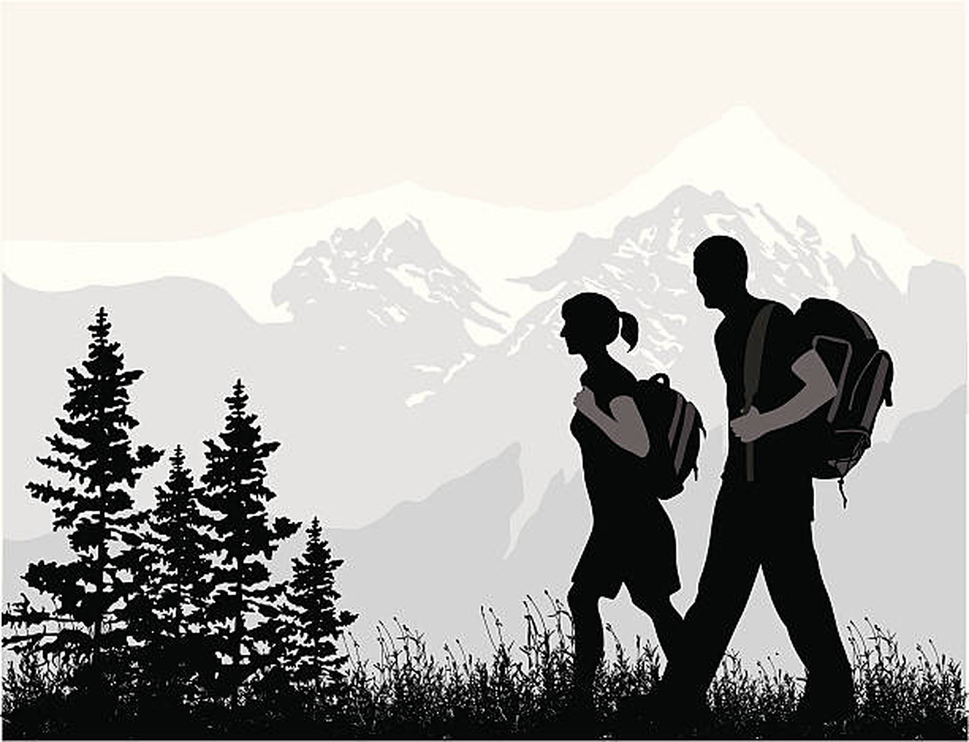 hiking, monochrome, minimalist art, HD Desktop Wallpaper
