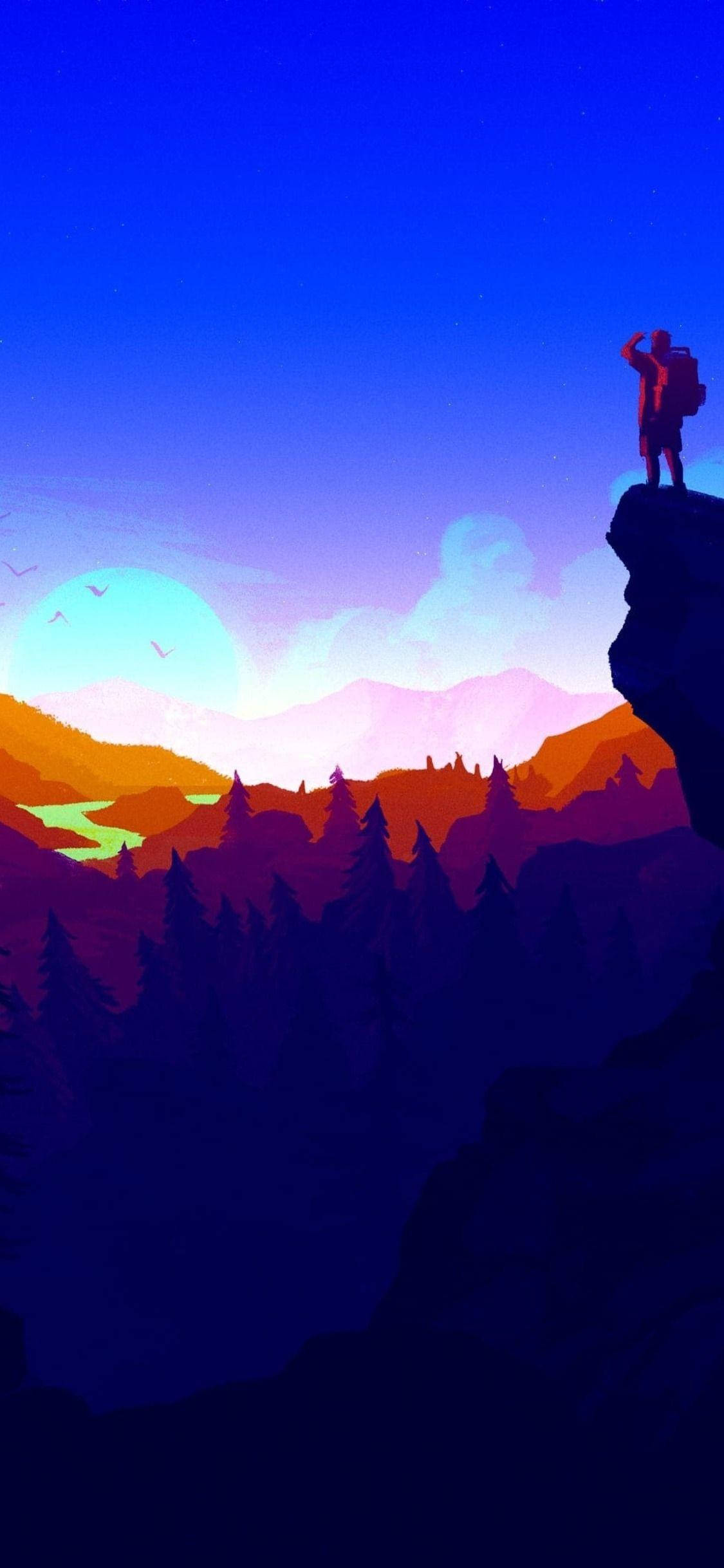 OLED, hiker, cliff, Full HD Phone Wallpaper