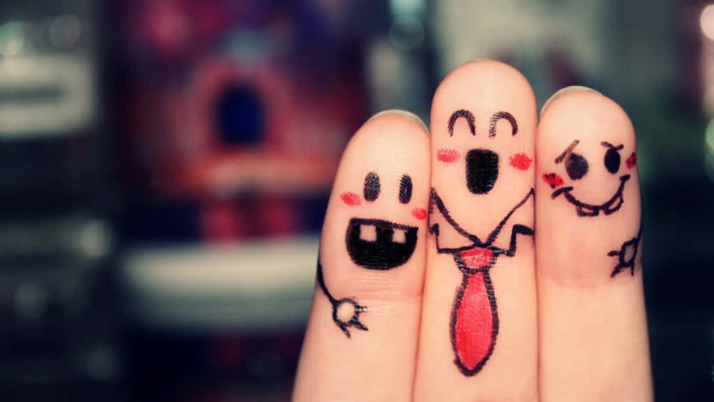Hilarious Faces Drawn on Fingers, cartoon faces, joy, SD Desktop Wallpaper
