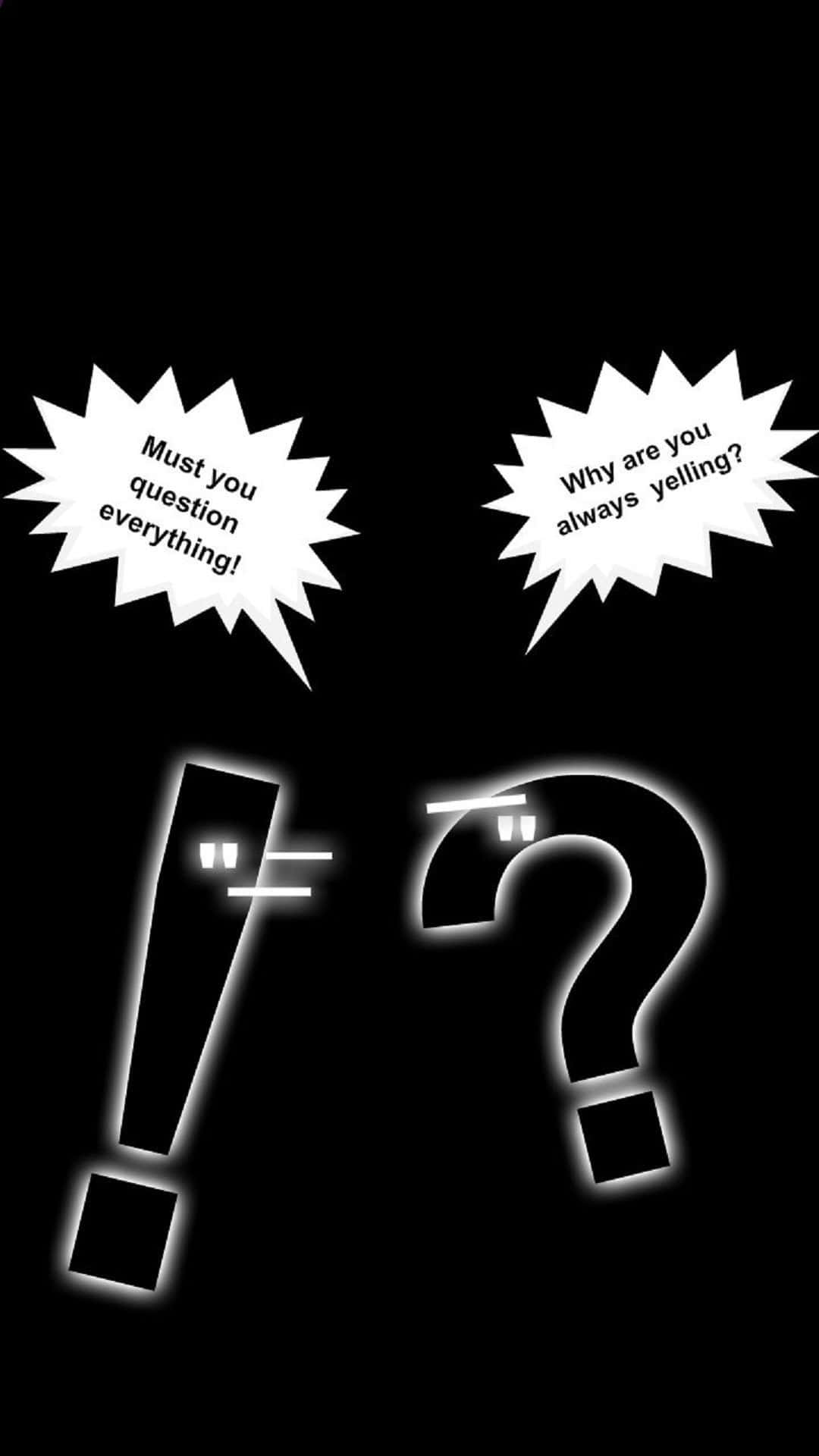Clever iPhone Punctuations, white exclamation marks, question marks, Full HD Phone Wallpaper