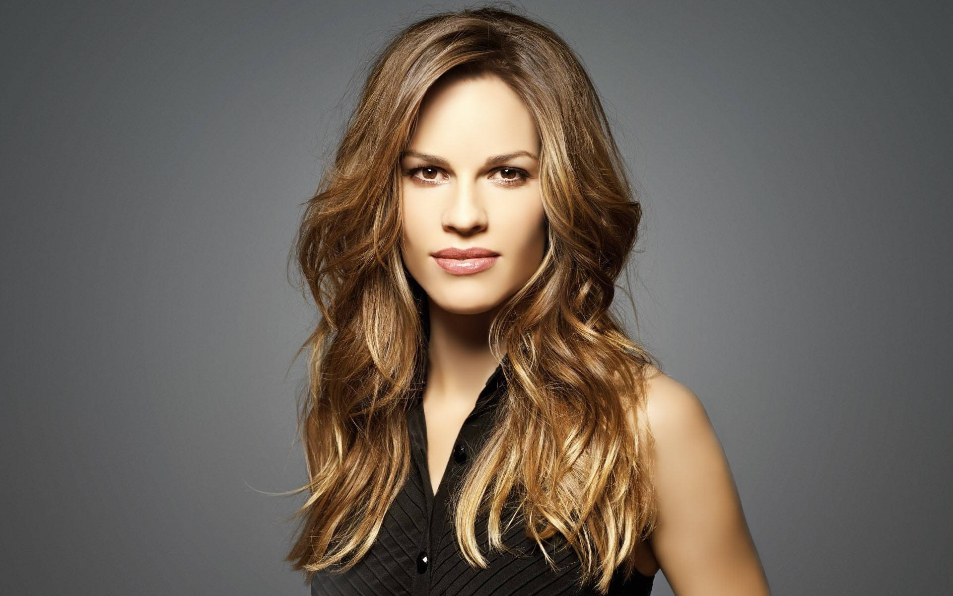 Hilary Swank, two-time Oscar-winning actress, wavy brown hair, Full HD Desktop Wallpaper