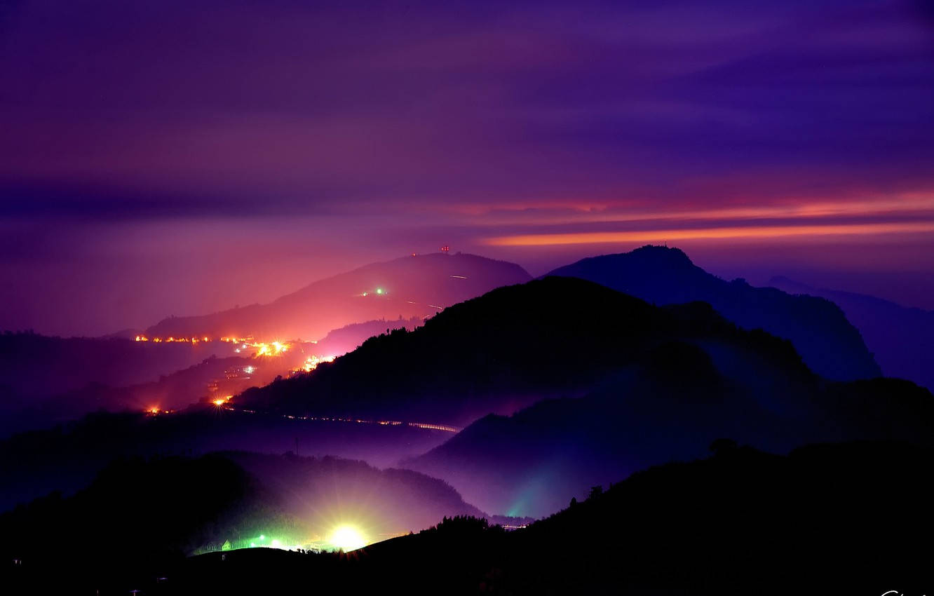 purple, orange, twilight, HD Desktop Wallpaper