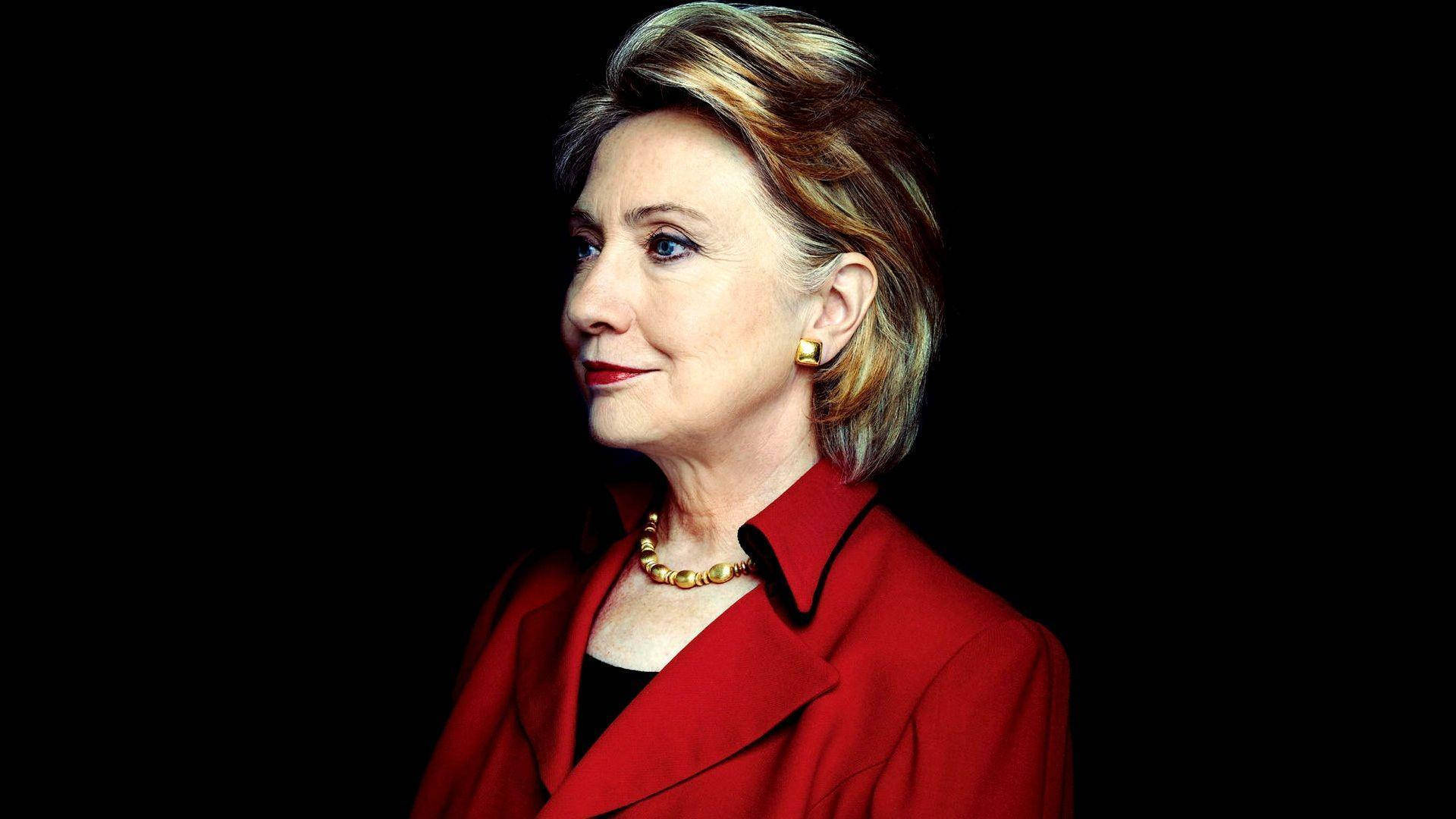 Hillary Clinton, red blazer, gold jewelry, Full HD Desktop Wallpaper