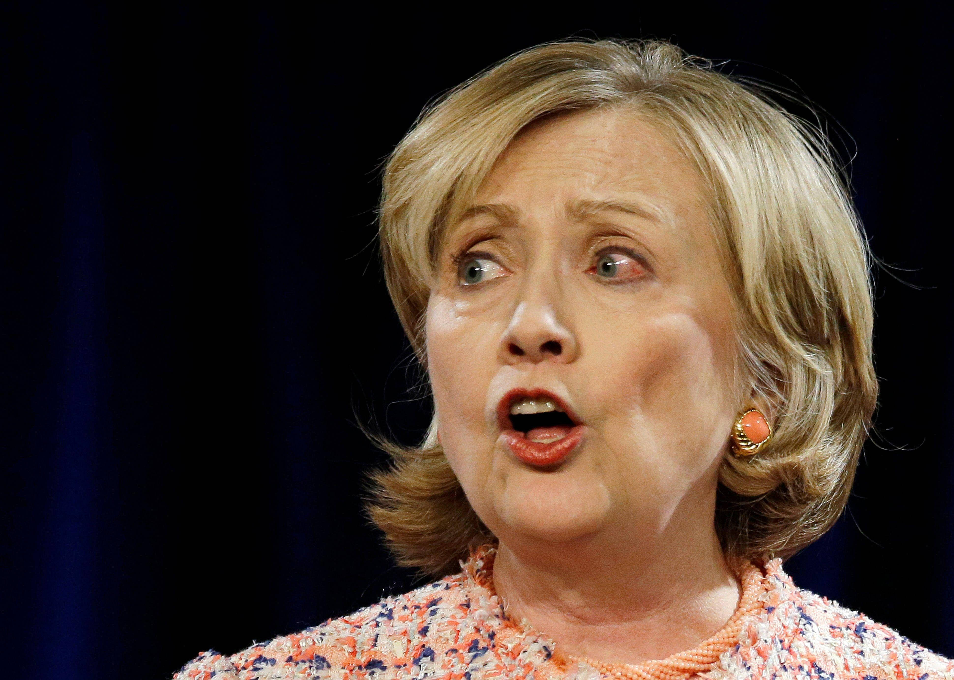 Hillary Clinton, wide eyes, open mouth, 4K Desktop Wallpaper