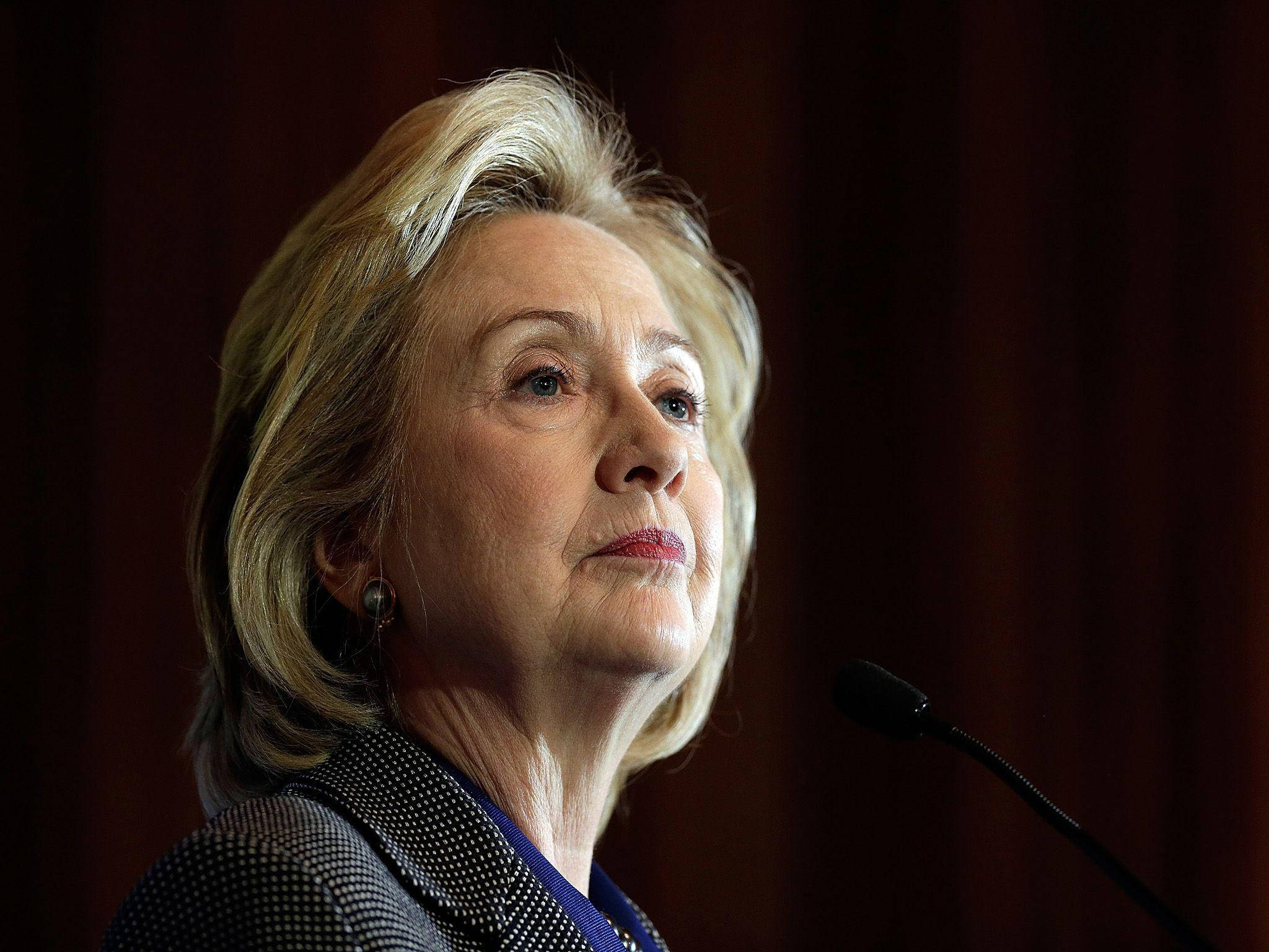Hillary Clinton, profile, podium, Full HD Desktop Wallpaper