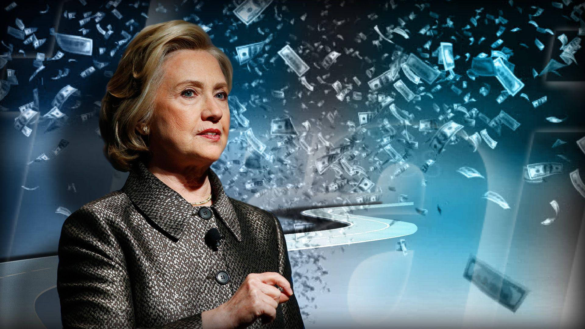 Hillary Clinton, dollar bills, stylized digital composition, Full HD Desktop Wallpaper