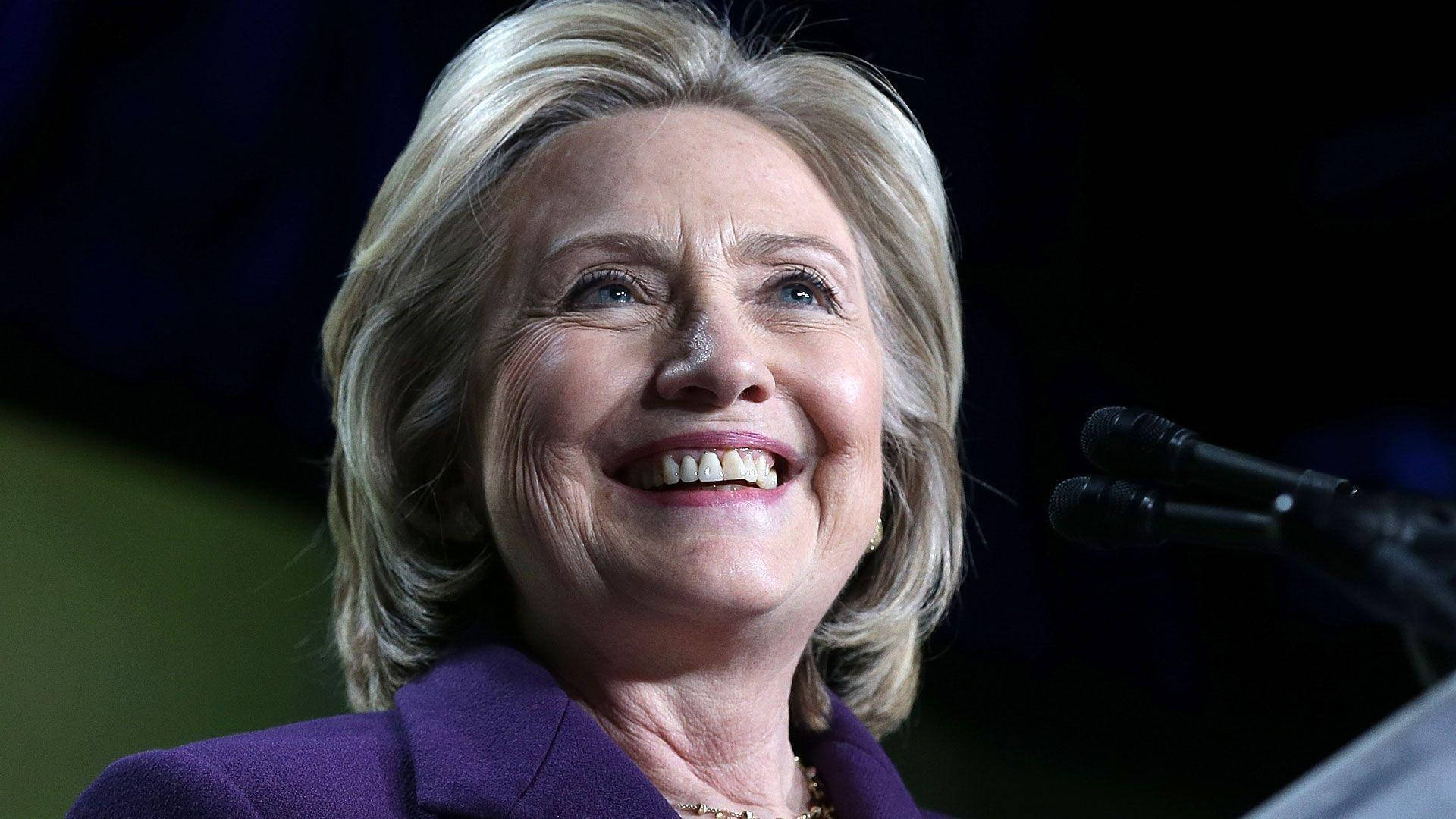 Hillary Clinton, podium, stage lights, Full HD Desktop Wallpaper