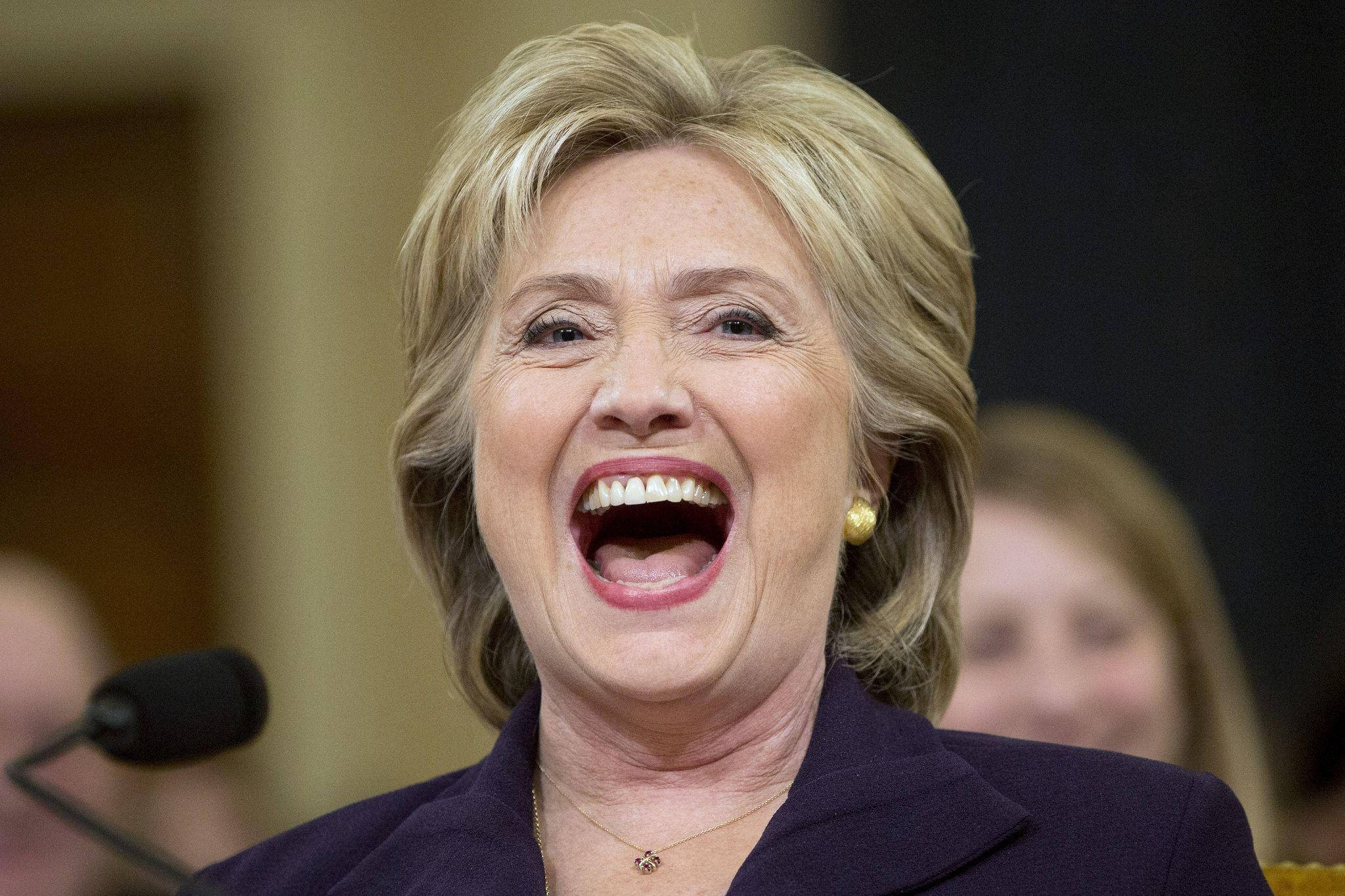 Hillary Clinton, dark blazer, gold earrings, Full HD Desktop Wallpaper
