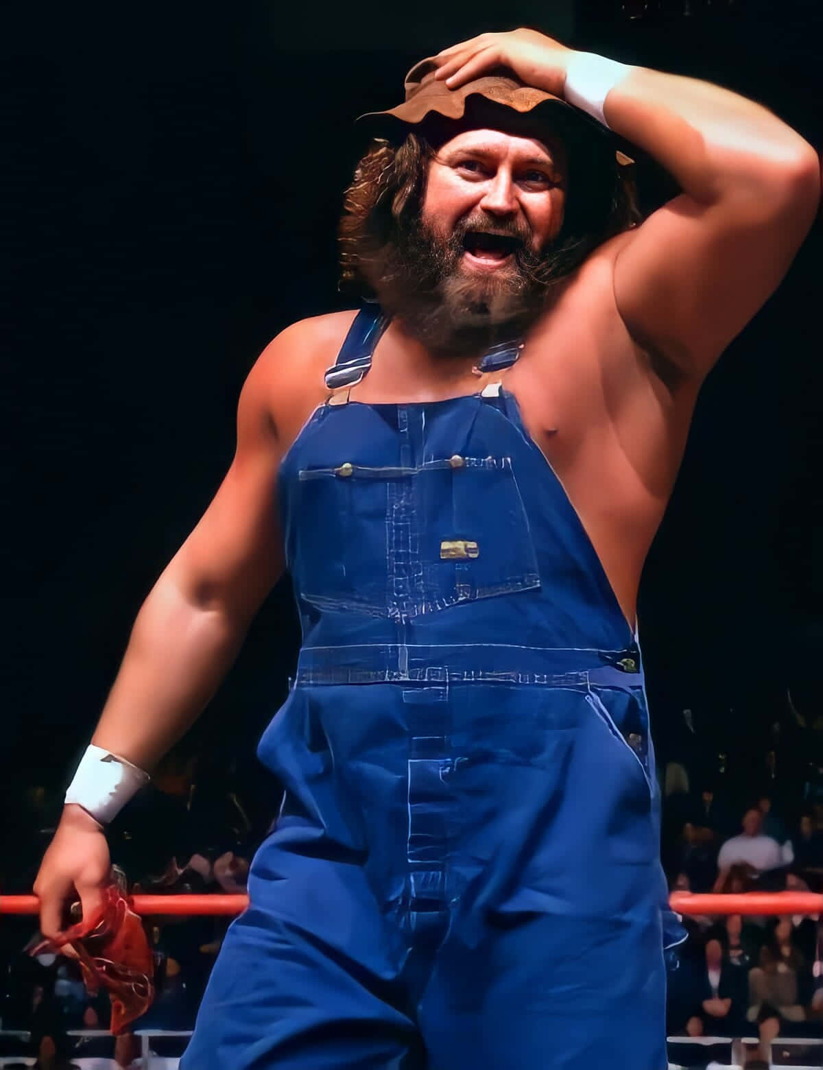 Hillbilly Jim, blue overalls, hat, HD Phone Wallpaper