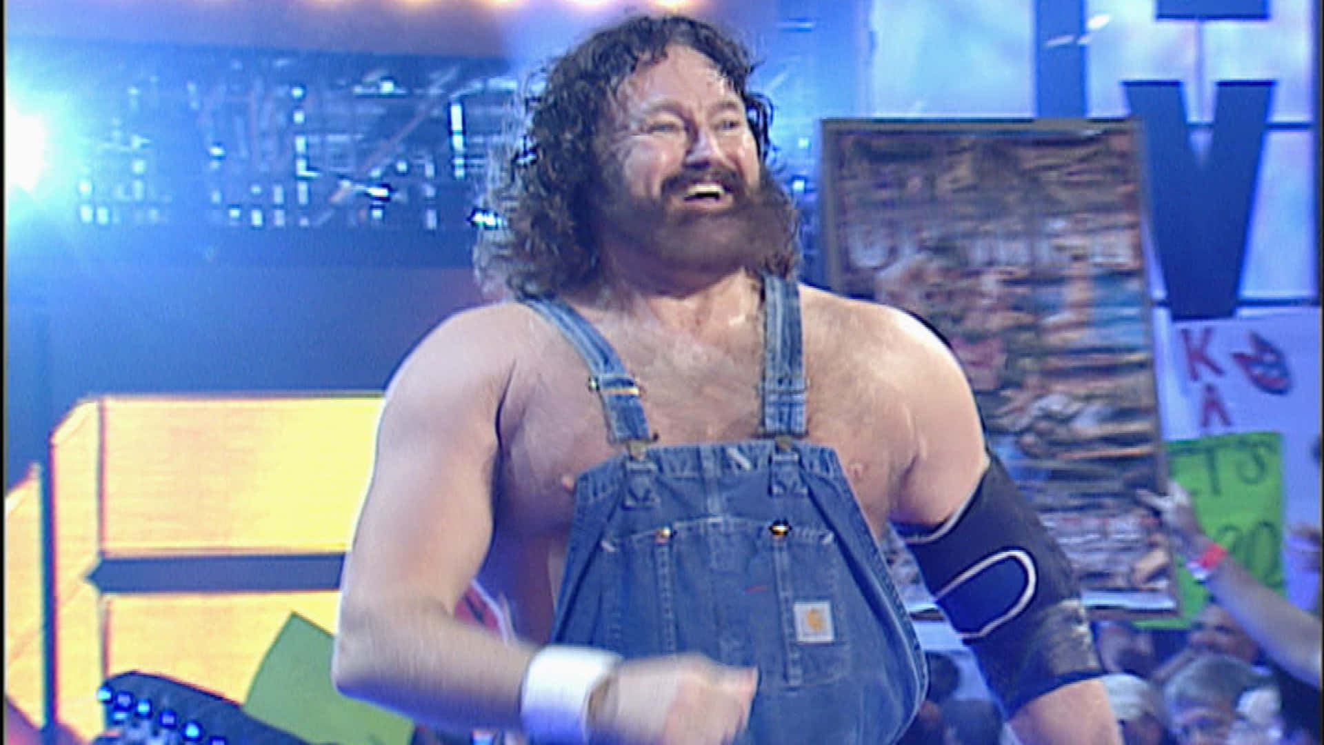 Hillbilly Jim, denim overalls, bearded wrestler, Full HD Desktop Wallpaper