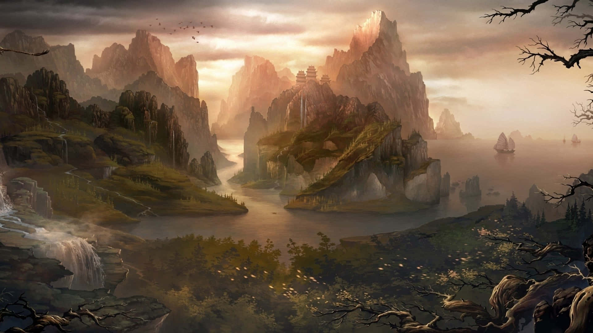 Hills, Mountains, Rivers, Full HD Desktop Wallpaper