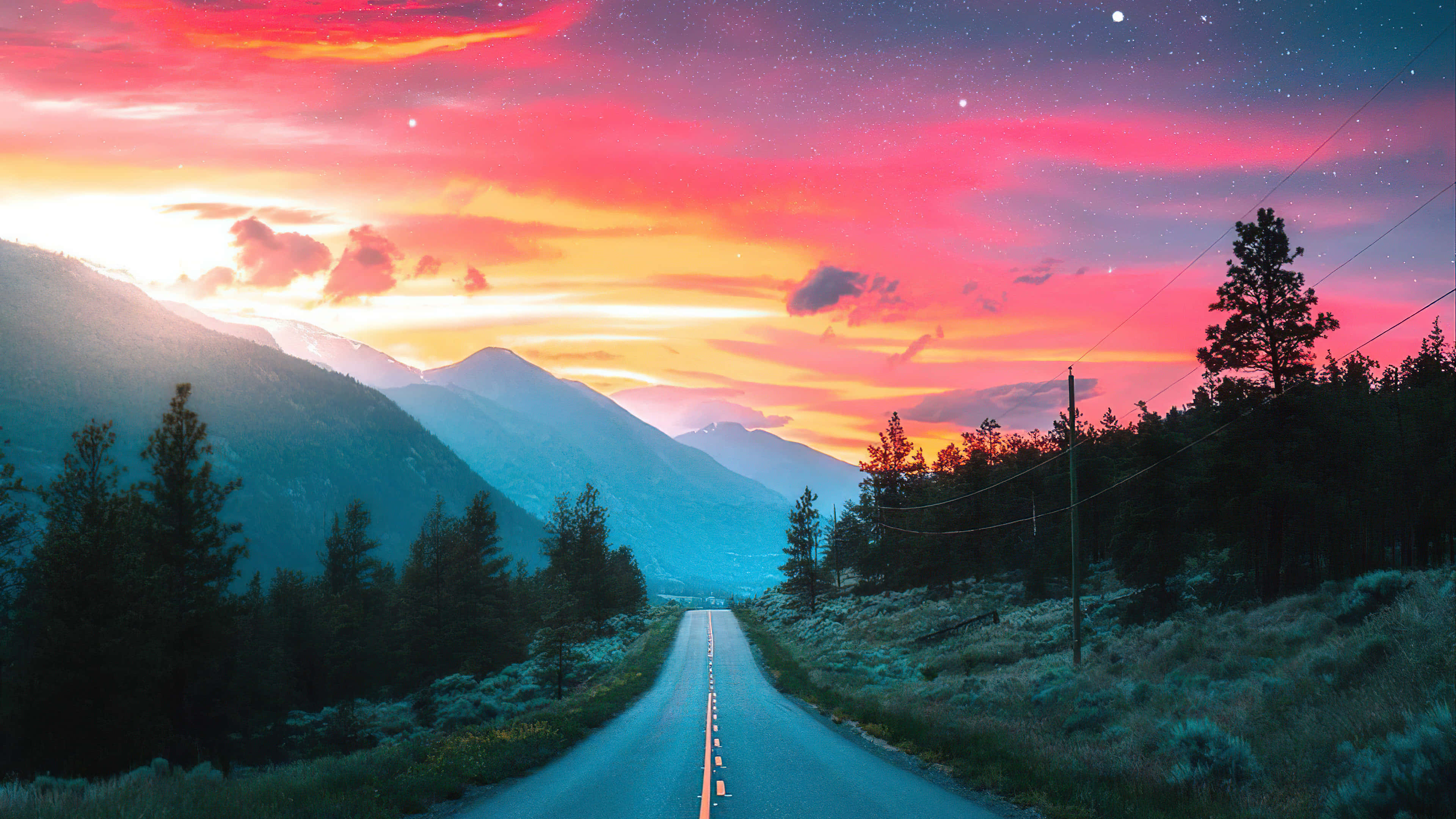 Hillside, country roads, mountains, 4K Desktop Wallpaper