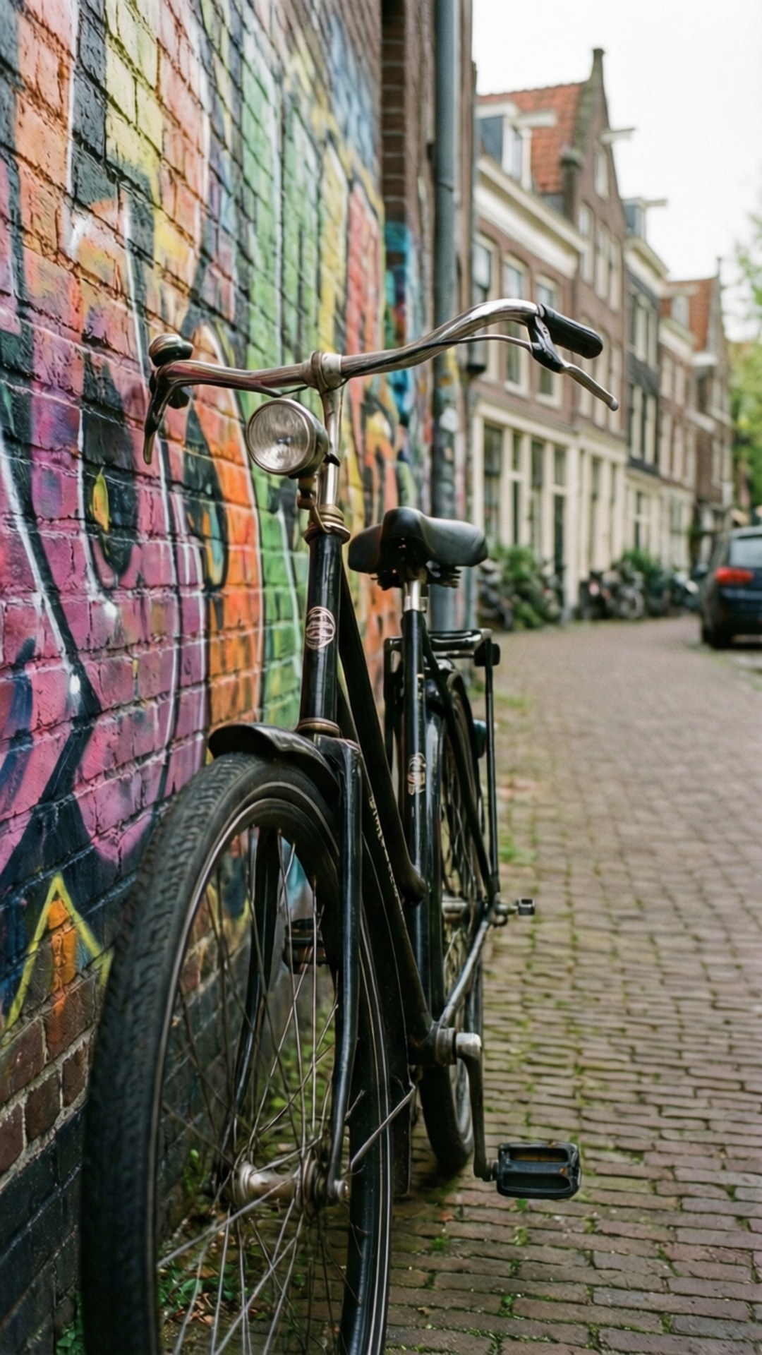 bicycle, graffiti art, Hilversum, Full HD Phone Wallpaper