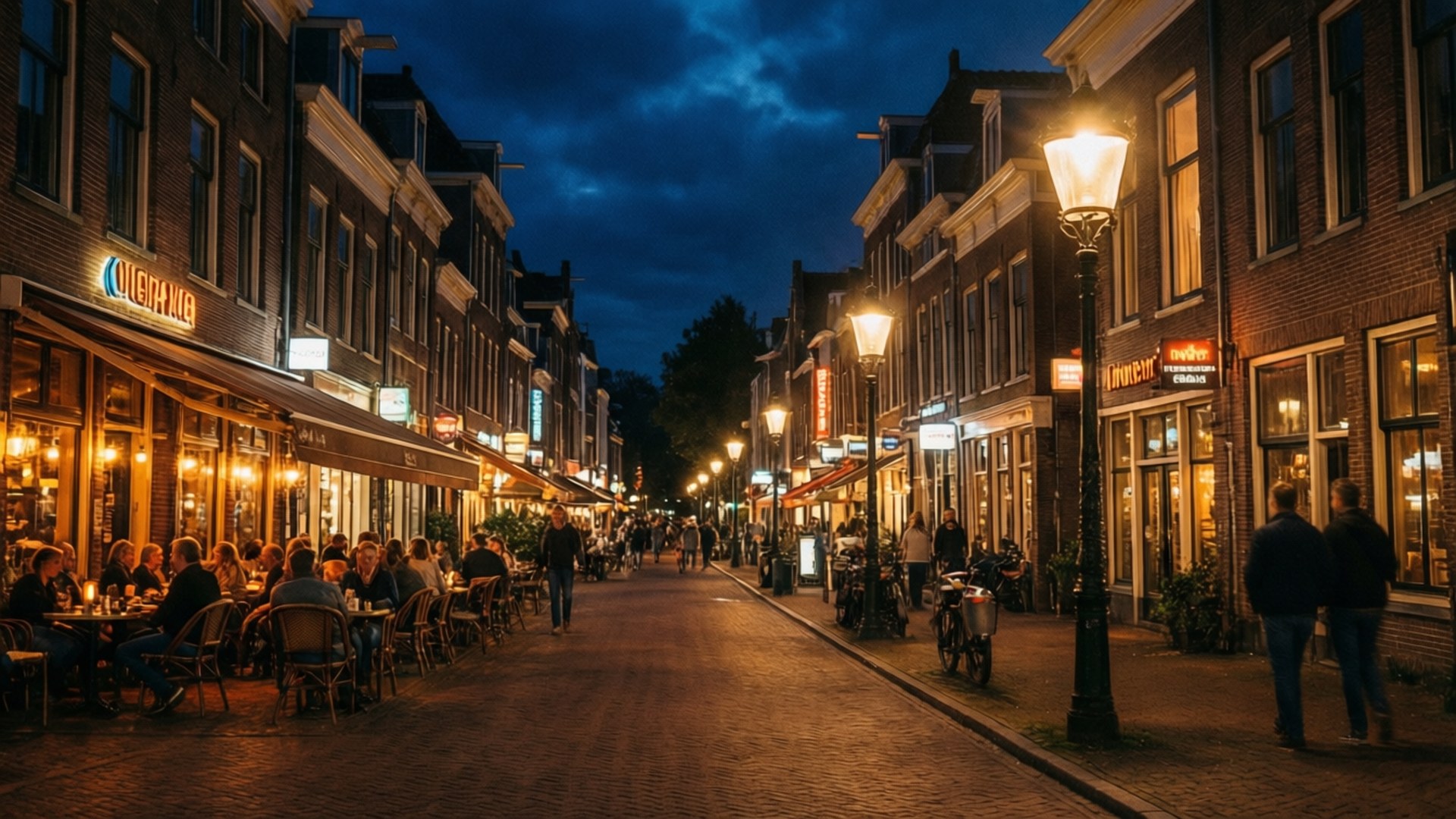 Hilversum, Night Lights, glowing lights, Full HD Desktop Wallpaper
