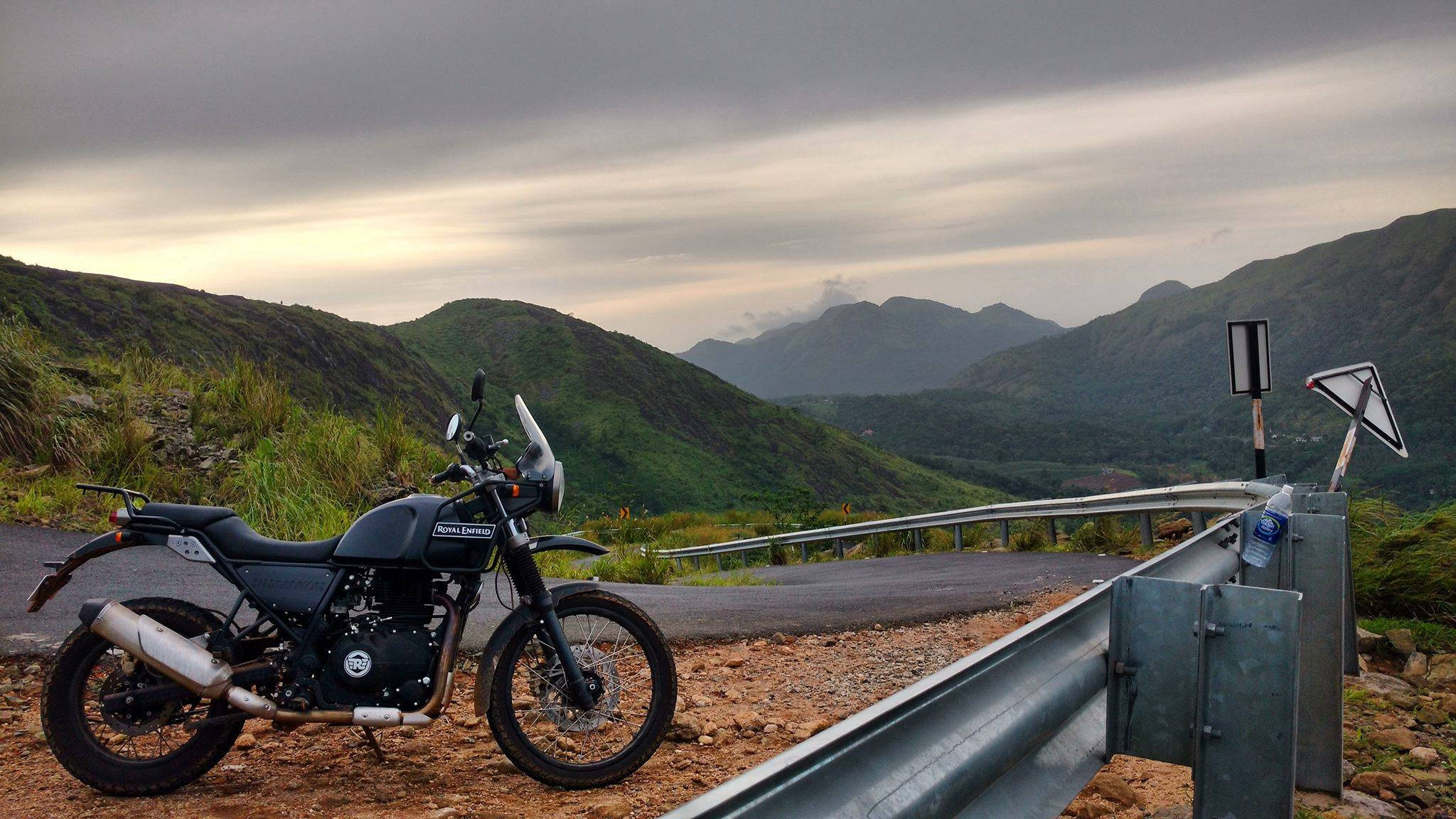 Himalayan, black motorcycle, winding mountain road, Full HD Desktop Wallpaper